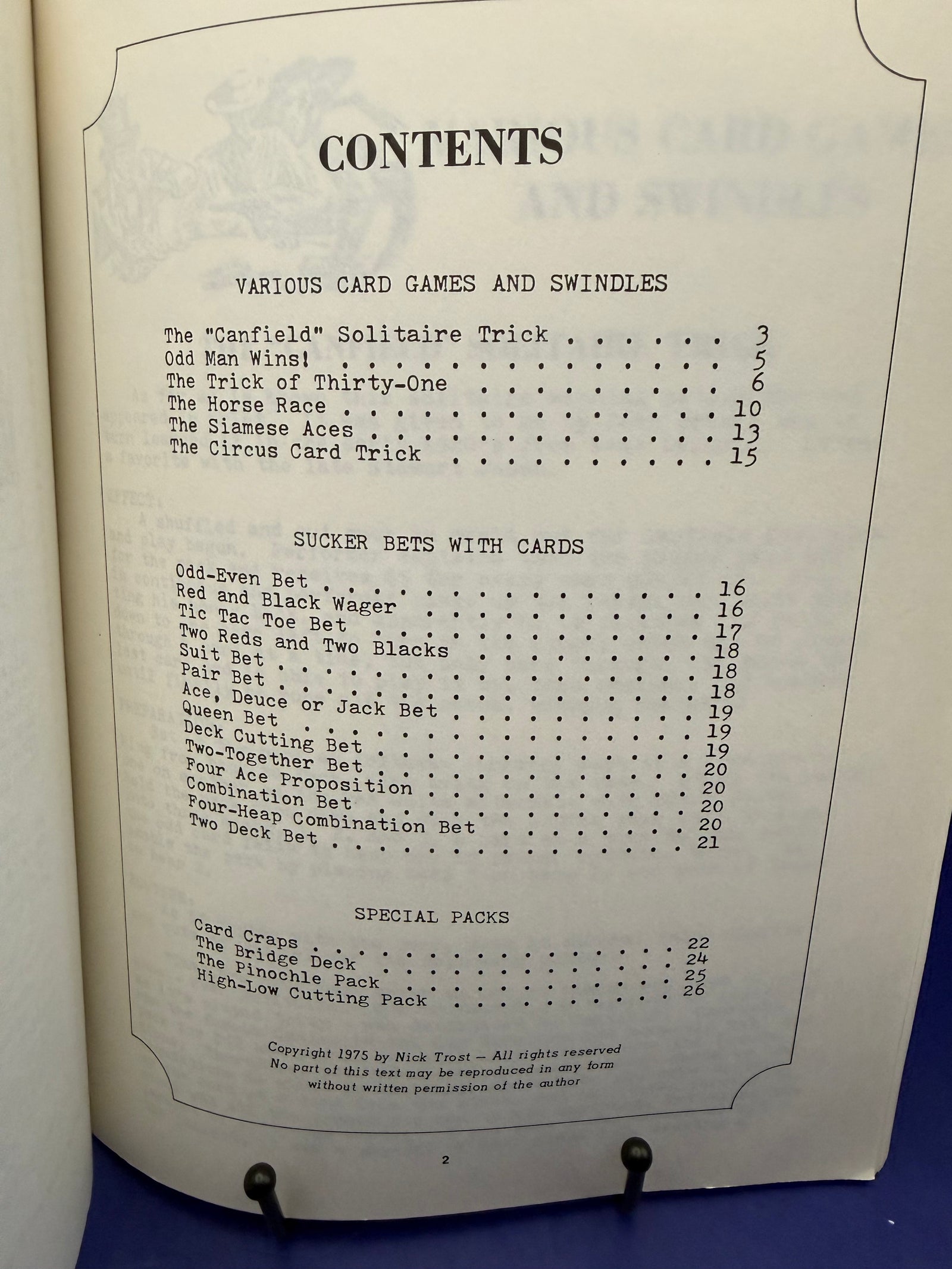 Gambling Tricks with Cards by Nick Trost Part 2 1975 Ex Libris Kreskin