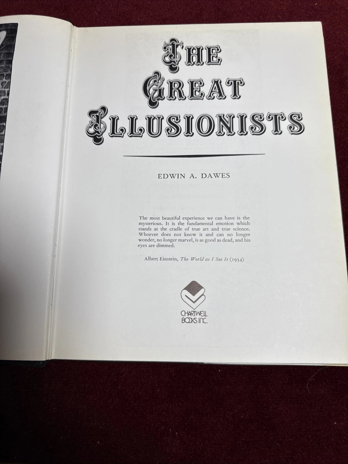The Great  Illusionist by Edwin A. Dawes 1979 ESTATE