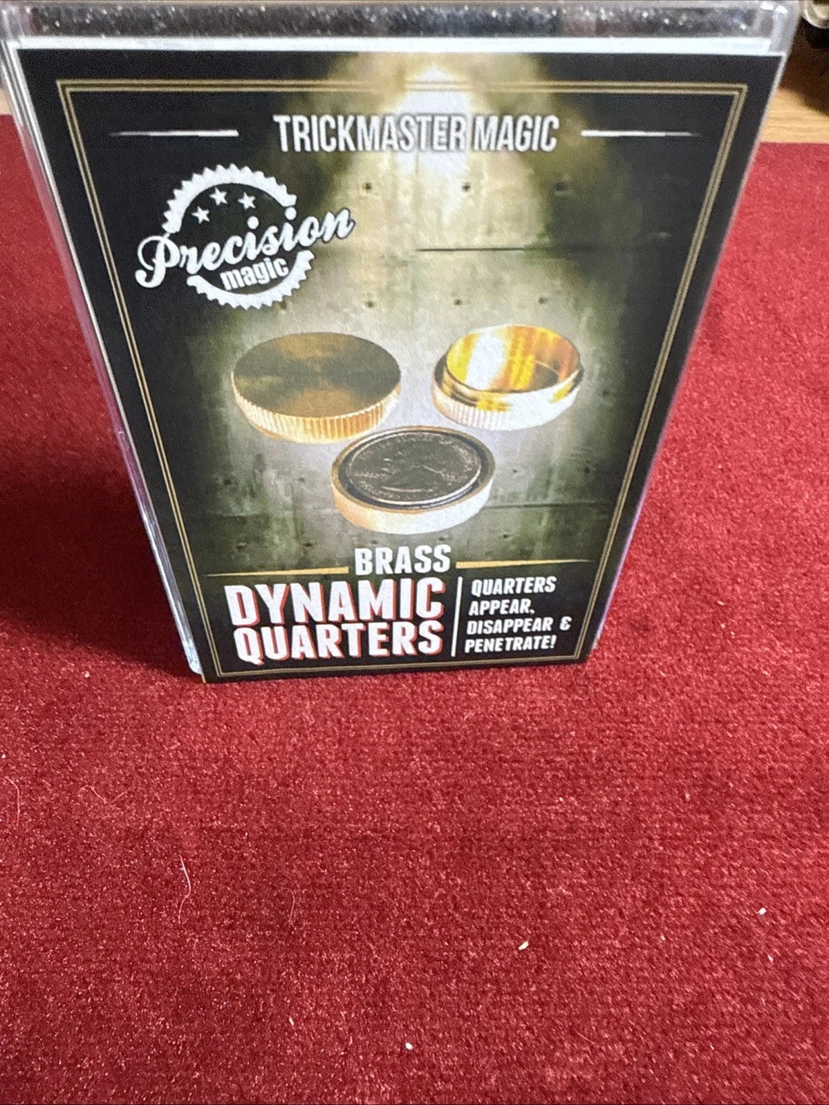 Deluxe BRASS DYNAMIC QUARTERS Close Up Magic Trick Stack of Coins Vanish & Appear