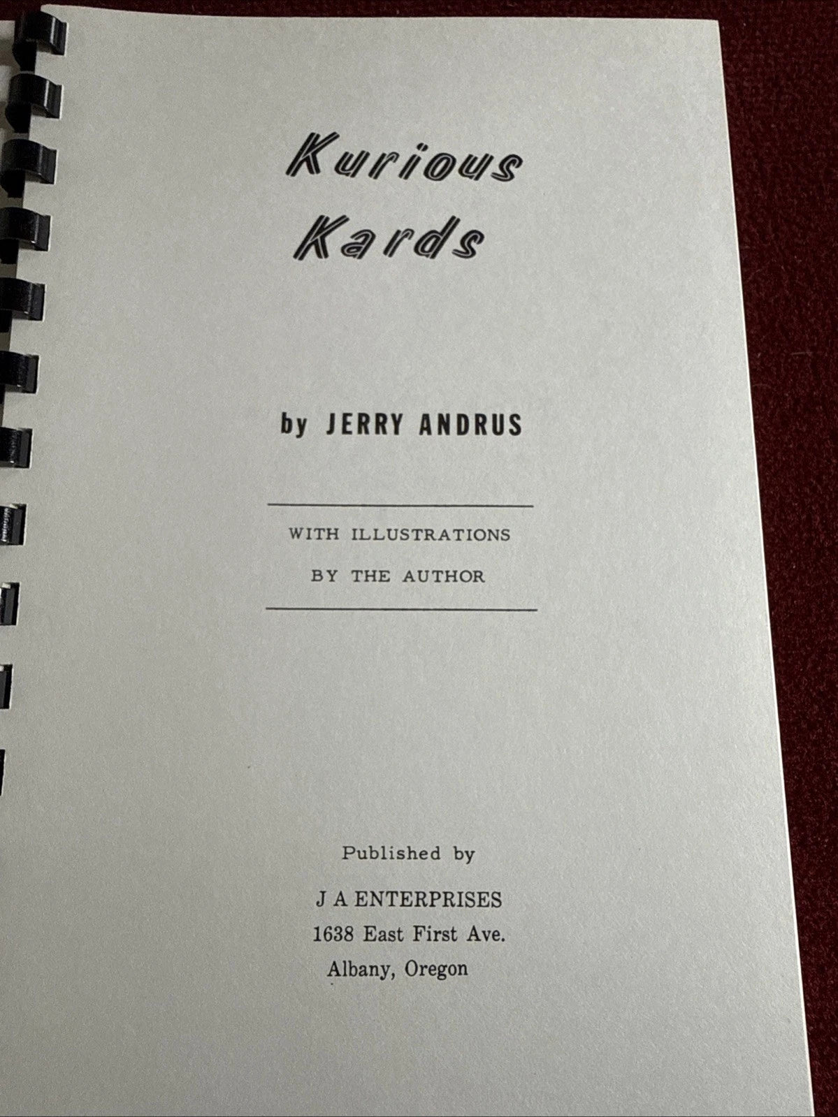 Kurious Kards By Jerry Andrus 1973 1st Edition - ESTATE