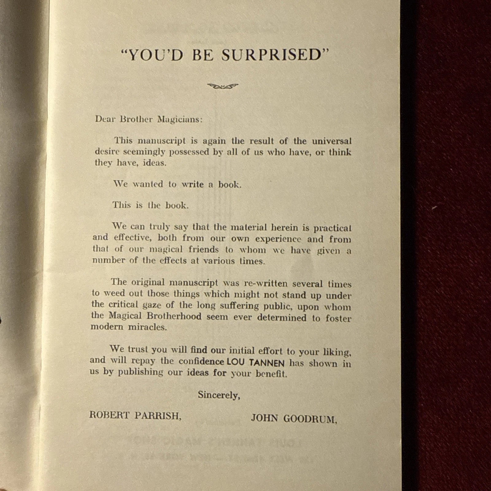 You'd be Surprised by Magic by Robert Parrish & John Goodrum -  1963 ESTATE