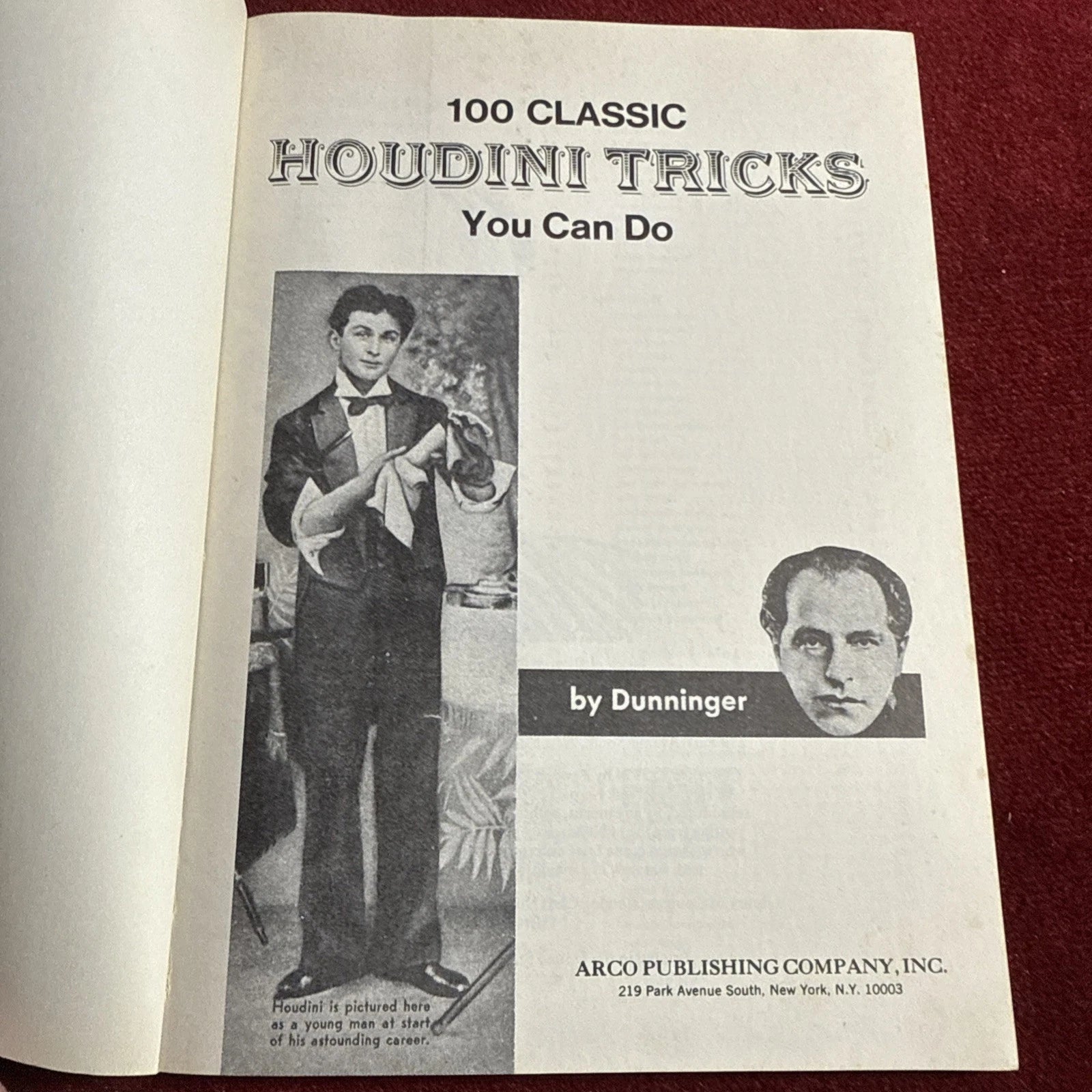 100 Classic Houdini Tricks You Can Do by Dunninger ARCO 1975 ESTATE