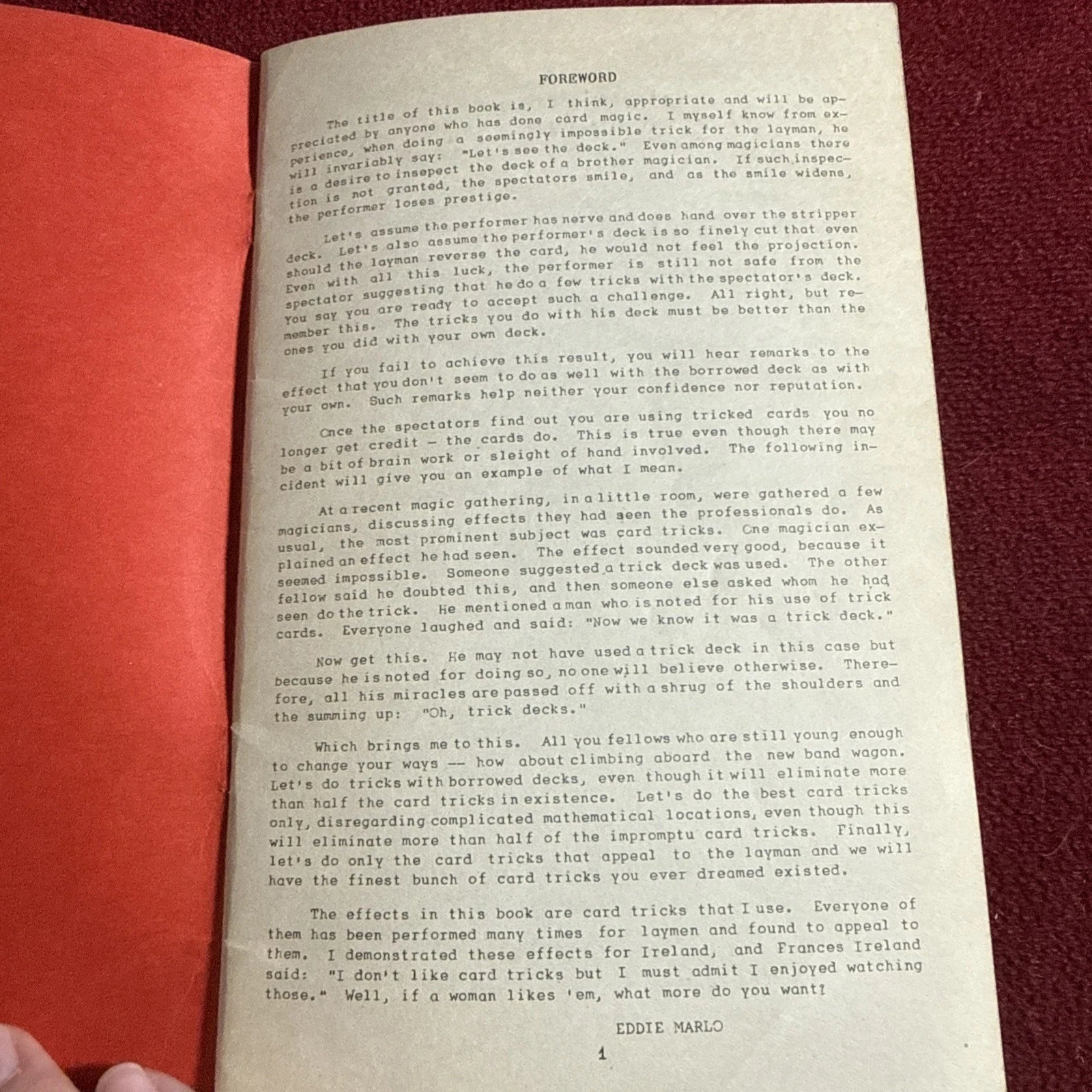 Let’s See The Deck - Ed Marlo - Card Magic Book VNTG 1942 1st Edition - Ireland - ESTATE