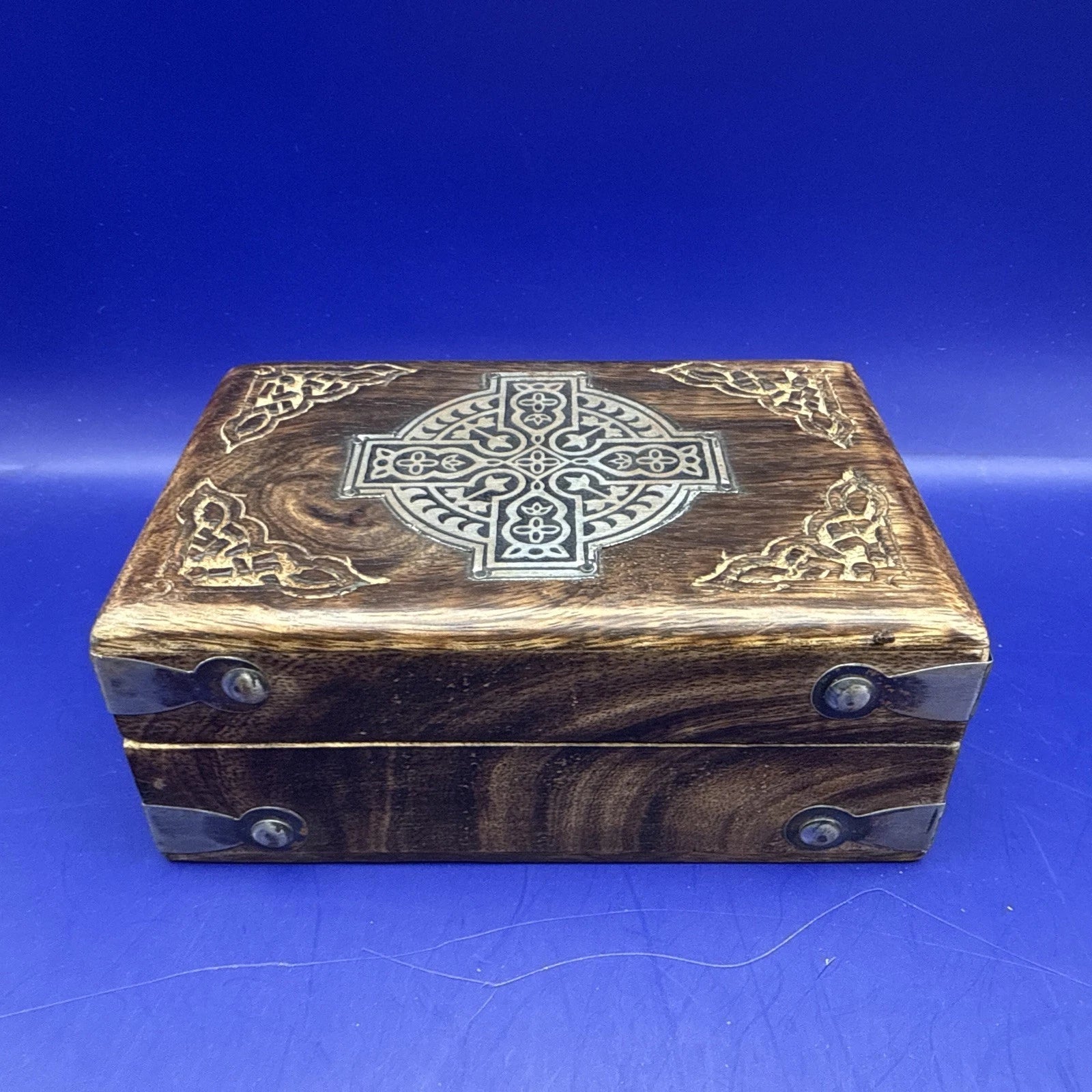 Celtic Hardwood Card Box by Viking Magic - Magnetic