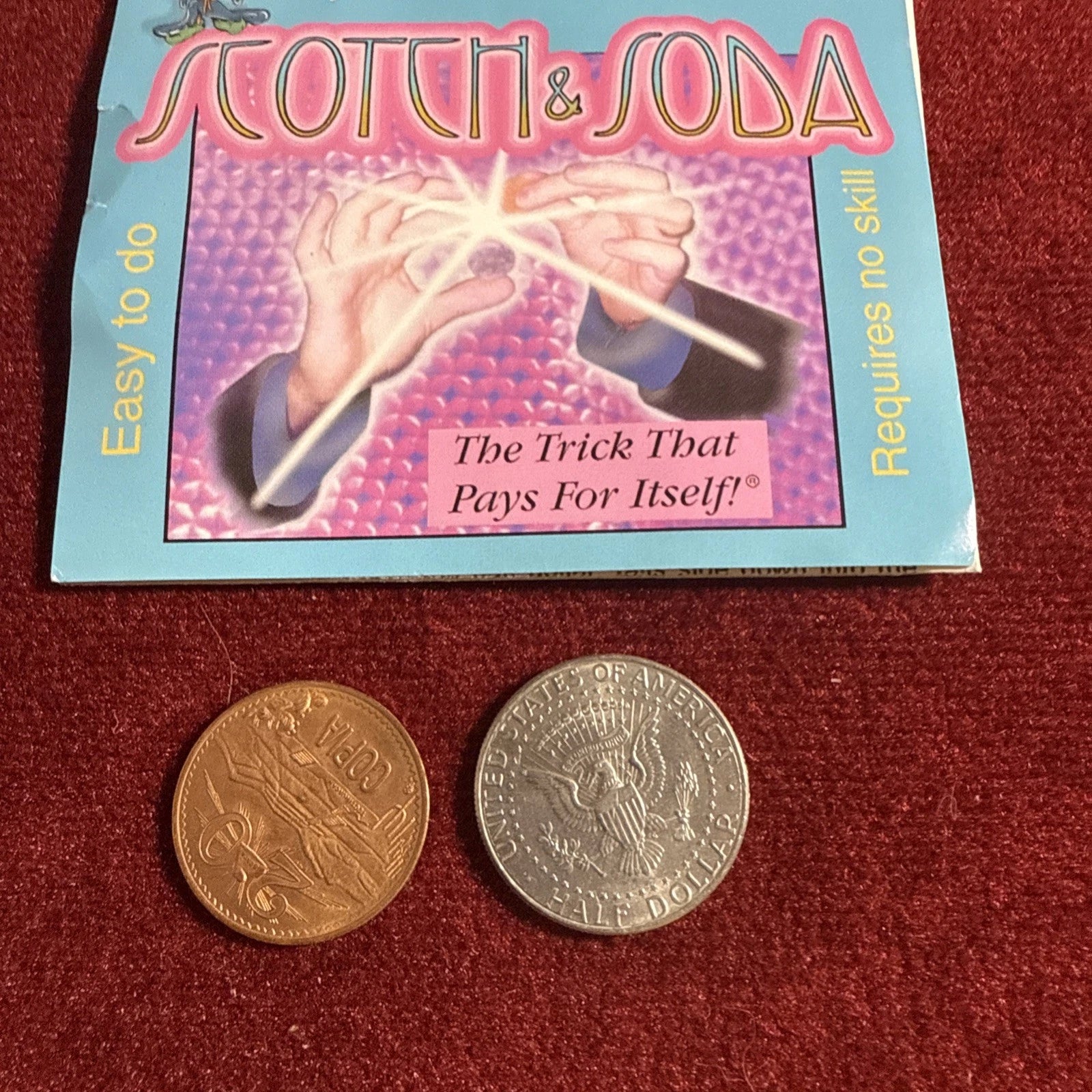 Scotch & Soda Coin Magic Trick - Sterling - HALF DOLLAR SIZE Locking