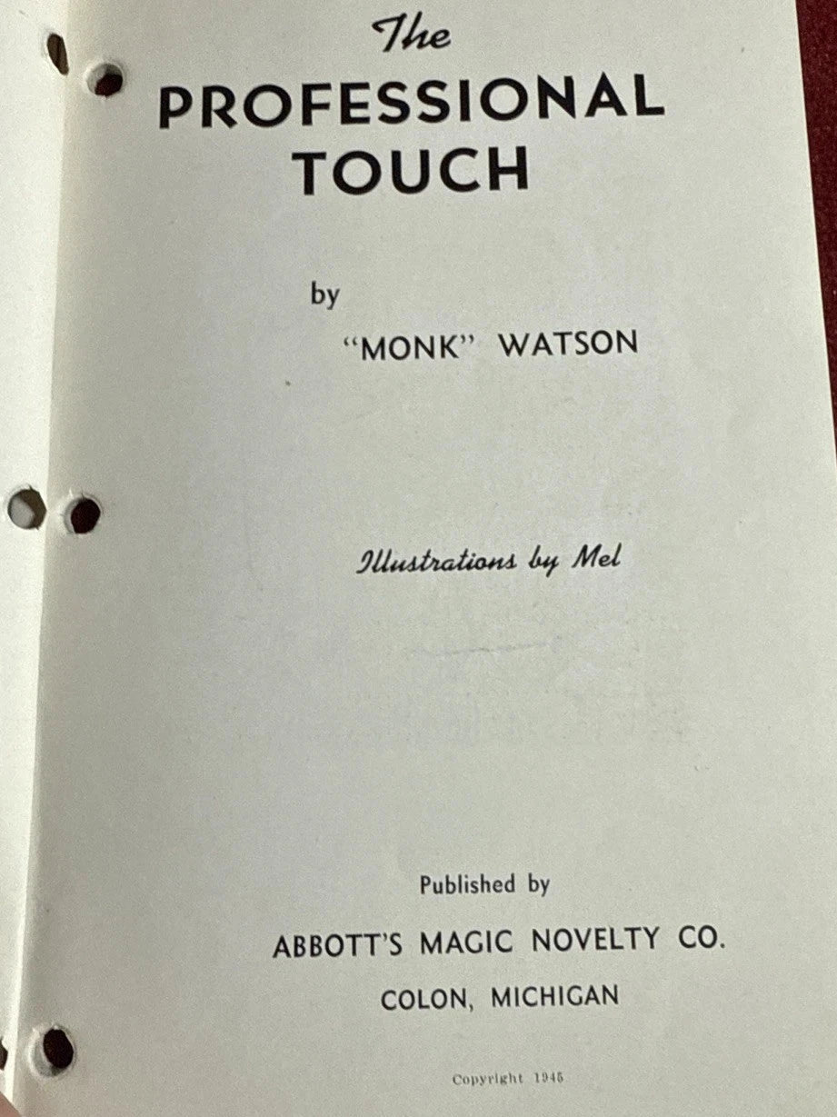 The Professional Touch by Monk Watson 1945 1st Edition Abbott’s ESTATE