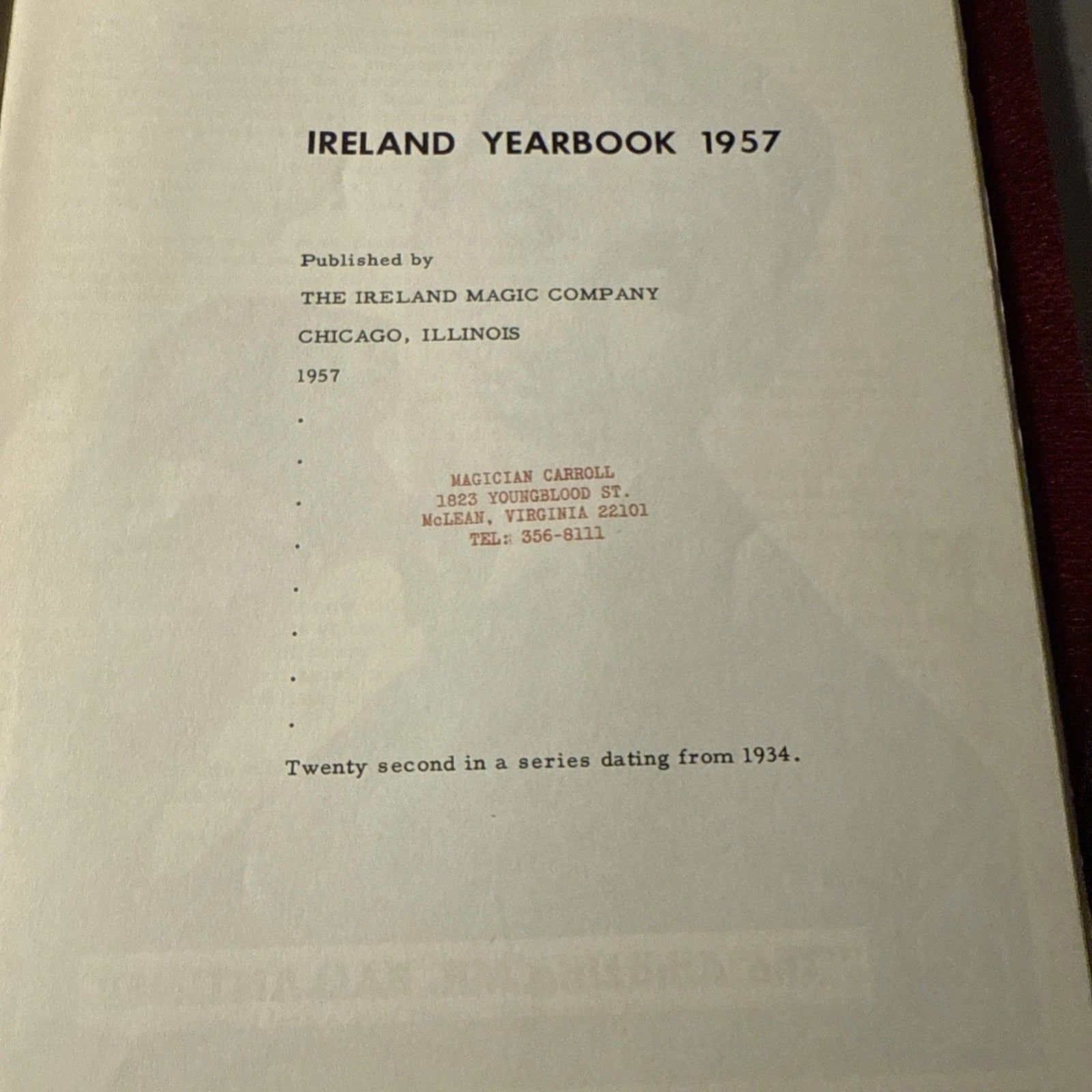 Ireland’s Year Book 1957 Magic Annual Newsletter