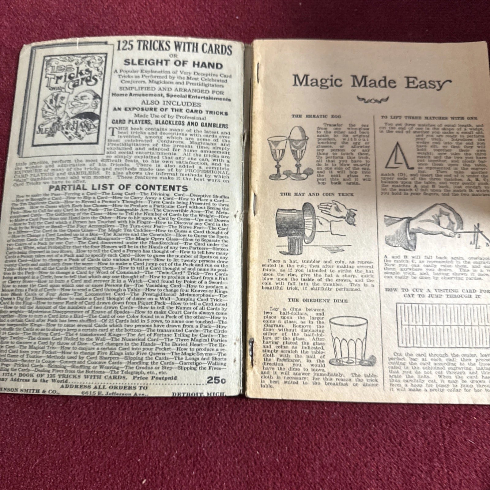 250 Parlor Tricks or "Magic Made Easy" Johnson Smith & Co. - C1930’s ESTATE
