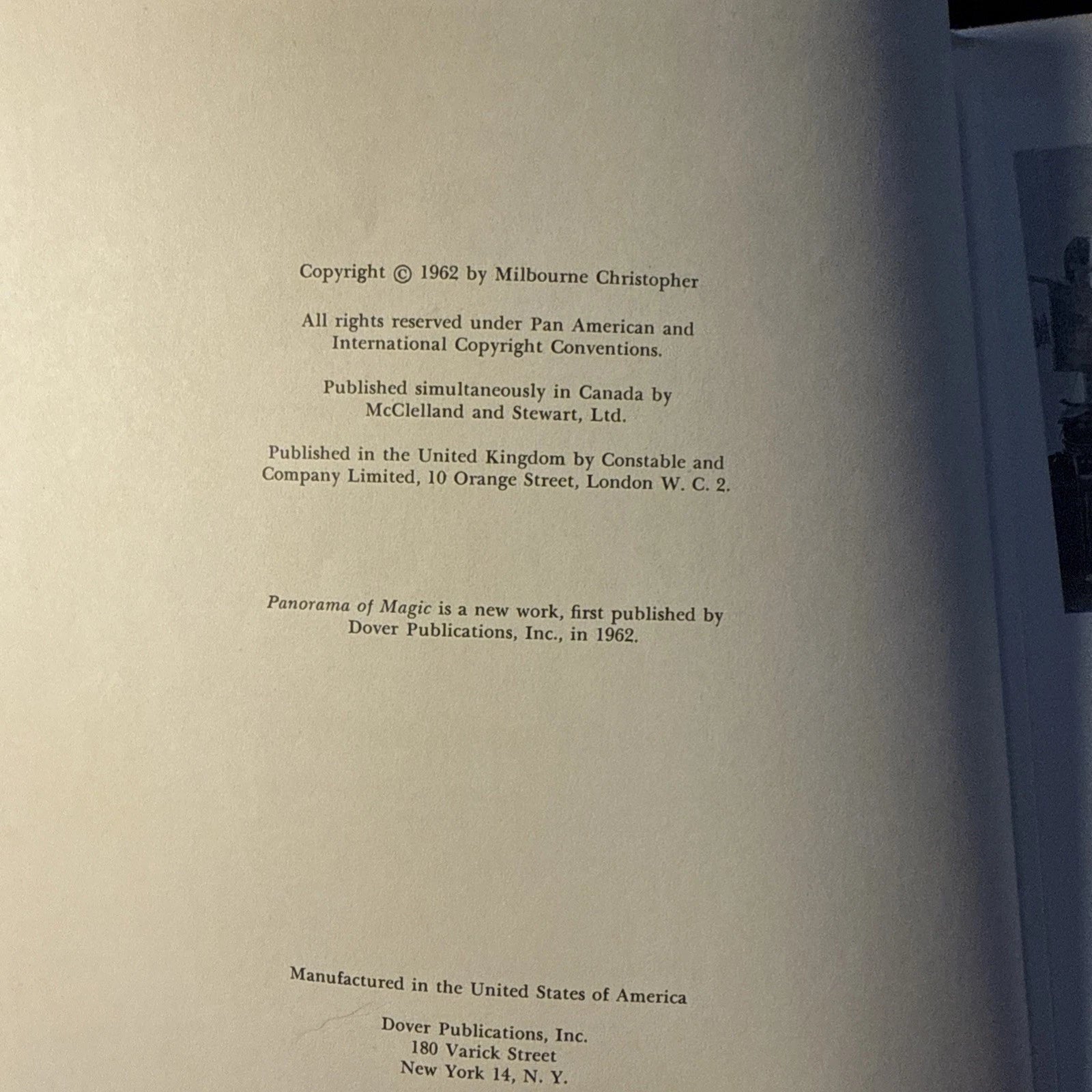 PANORAMA OF MAGIC, BY MILBOURNE CHRISTOHPER,1962-216 PAGES MAGIC HISTORY 1st Edition ESTATE
