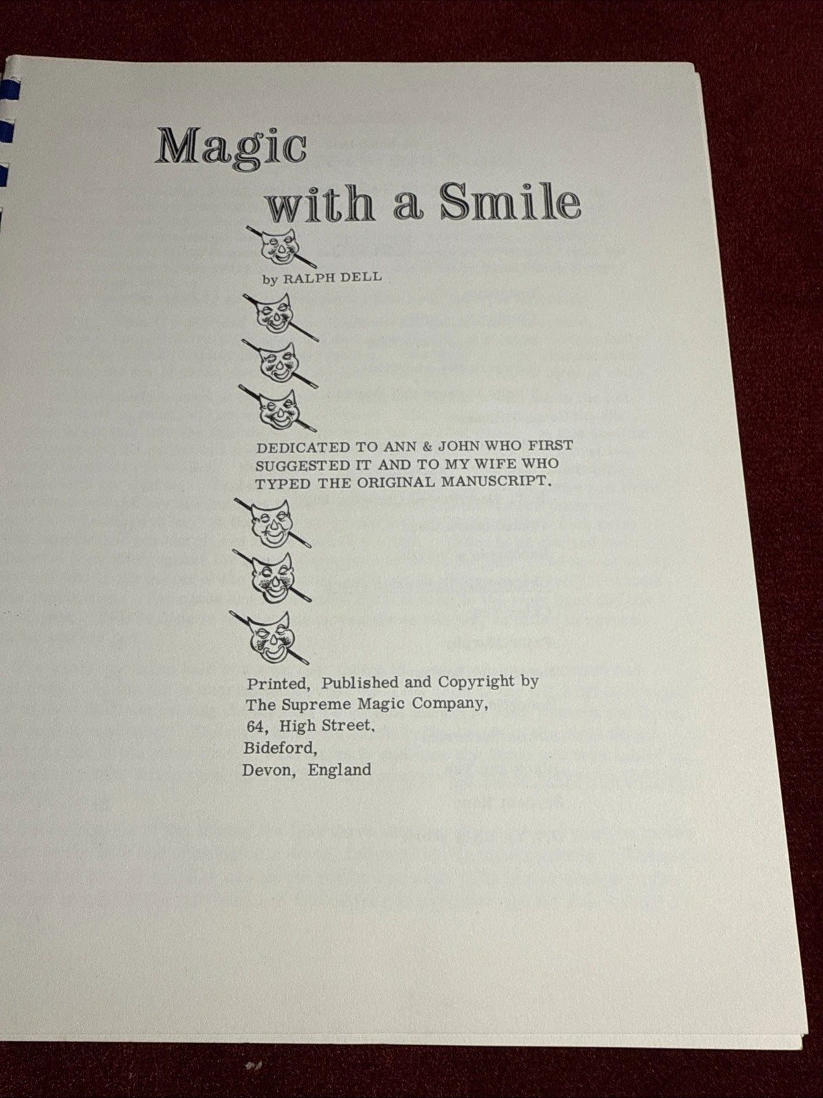 Magic With A Smile by Ralph Dell - Supreme Magic ESTATE