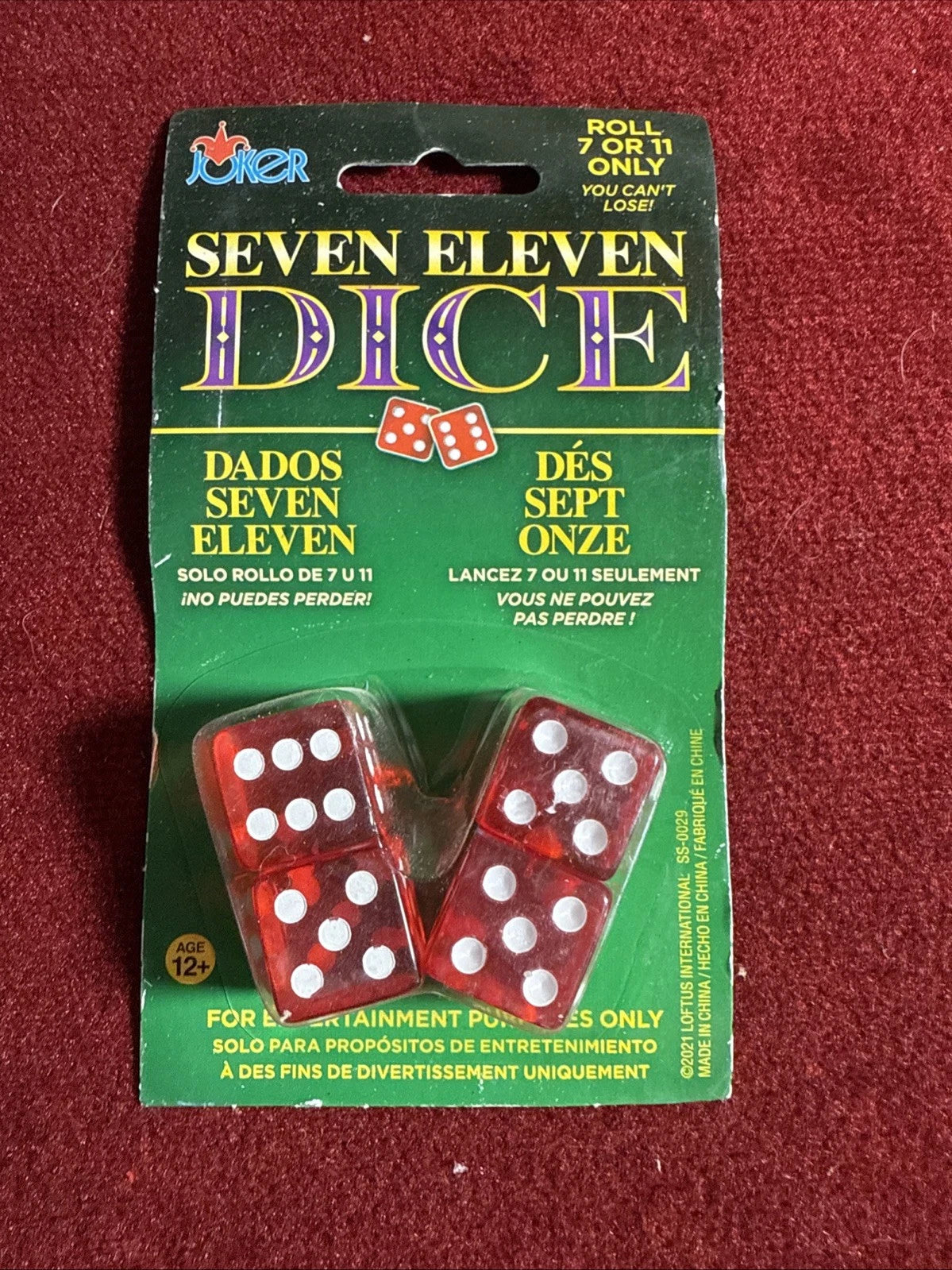 Seven Eleven Gimmicked Trick Dice -  4 Red Dice (2 Reg 2 Gimmicked)