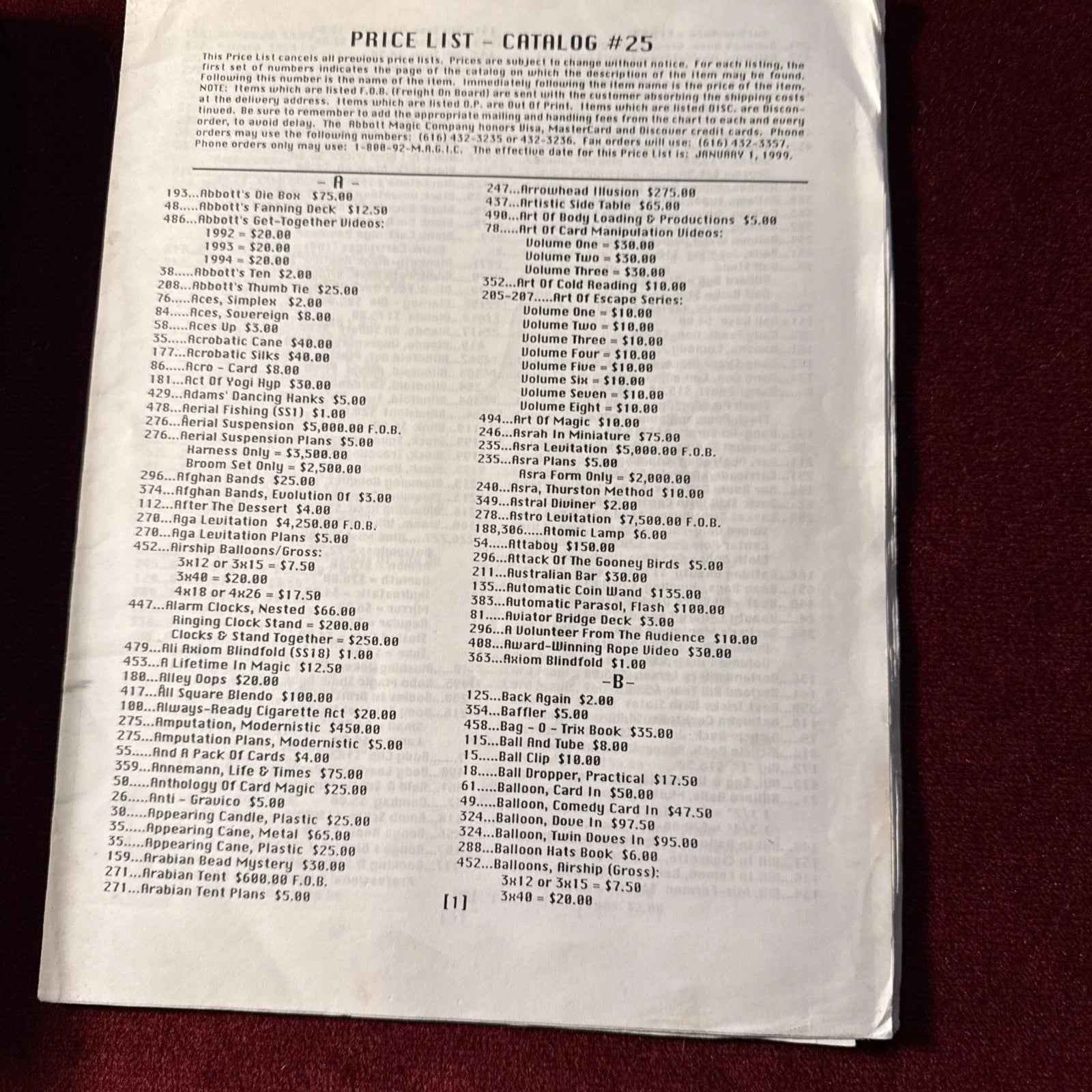 Abbott's Catalogue Catalog of Magic No. 25 With Price List Included ESTATE