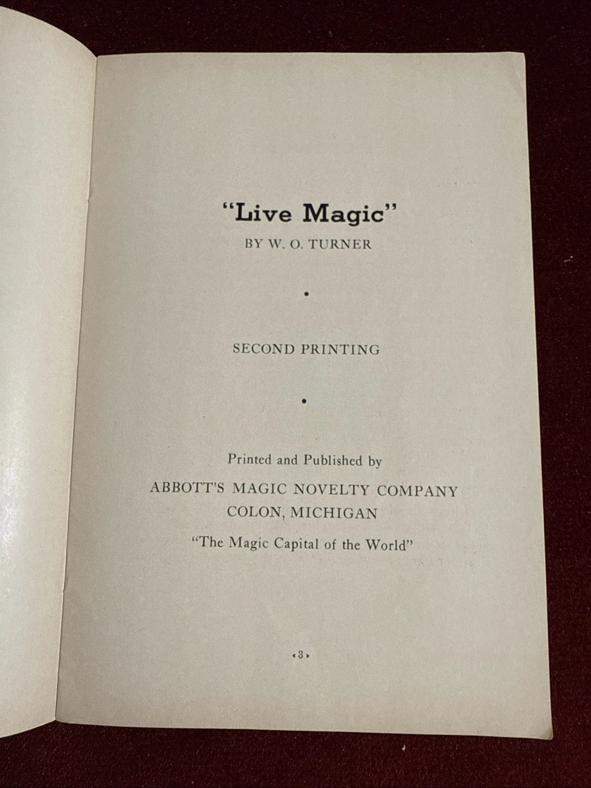Live Magic - W.O. Turner - Abbotts VNTG Magic With Rabbits, Doves And More ESTATE