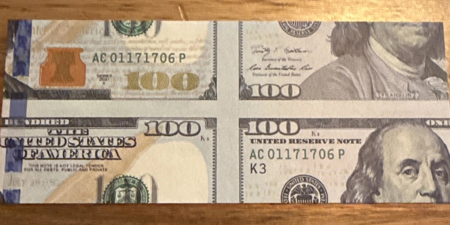 6 Pack - Mismade $100 Hundred Dollar Bill 💵 🪄 Bill Change