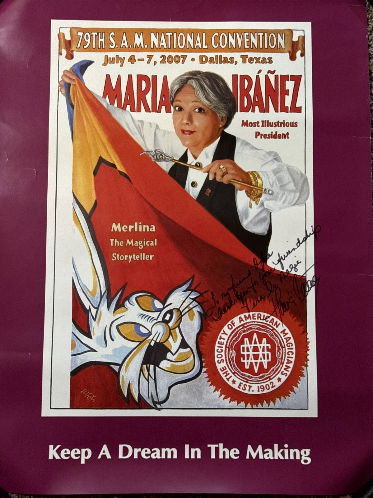 Maria Ibanez Society Of American Magicians Poster INSCRIBED 2007
