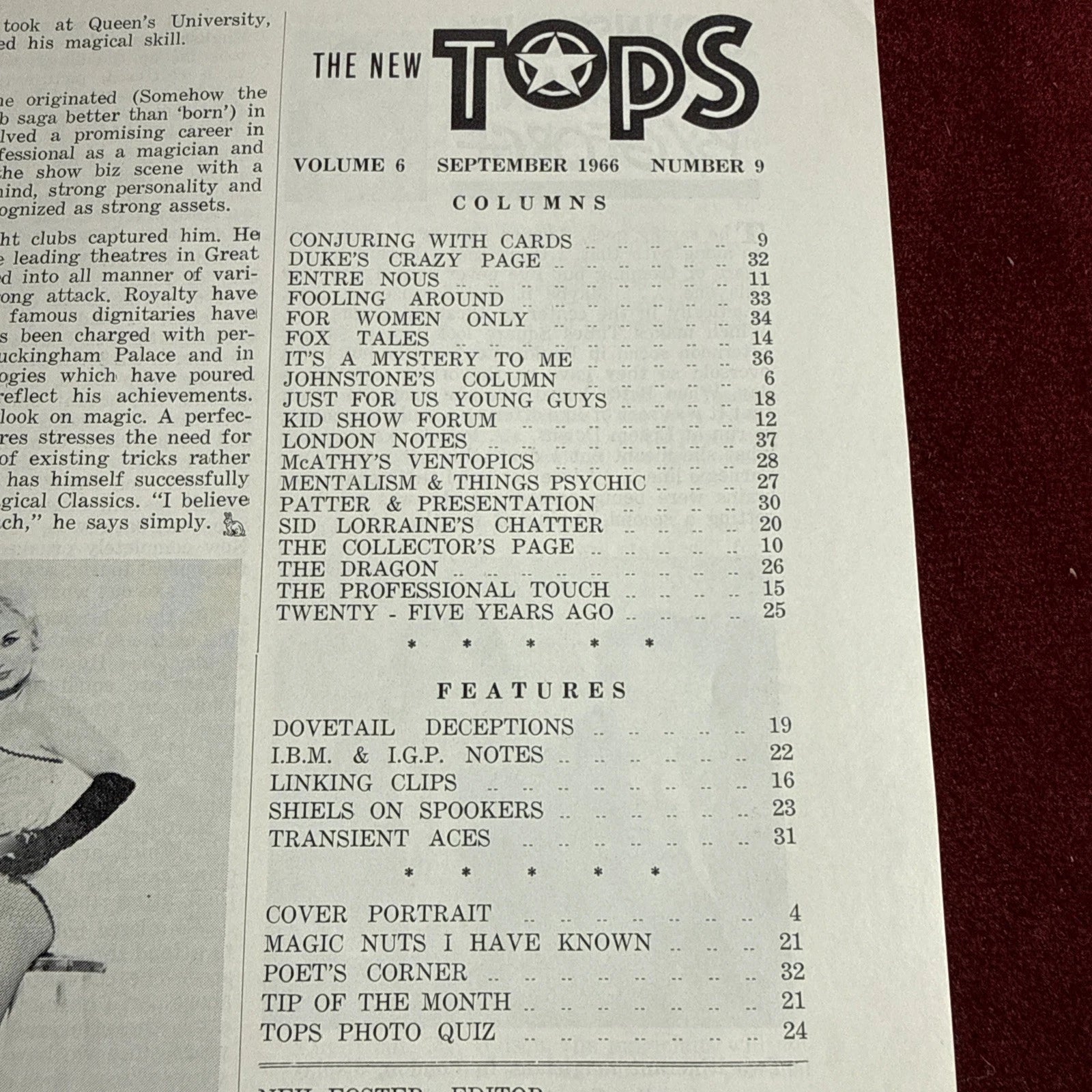 TOPS Magic Magazine VNTG Abbott’s February 1966 Vol 6 #9 Billy McComb