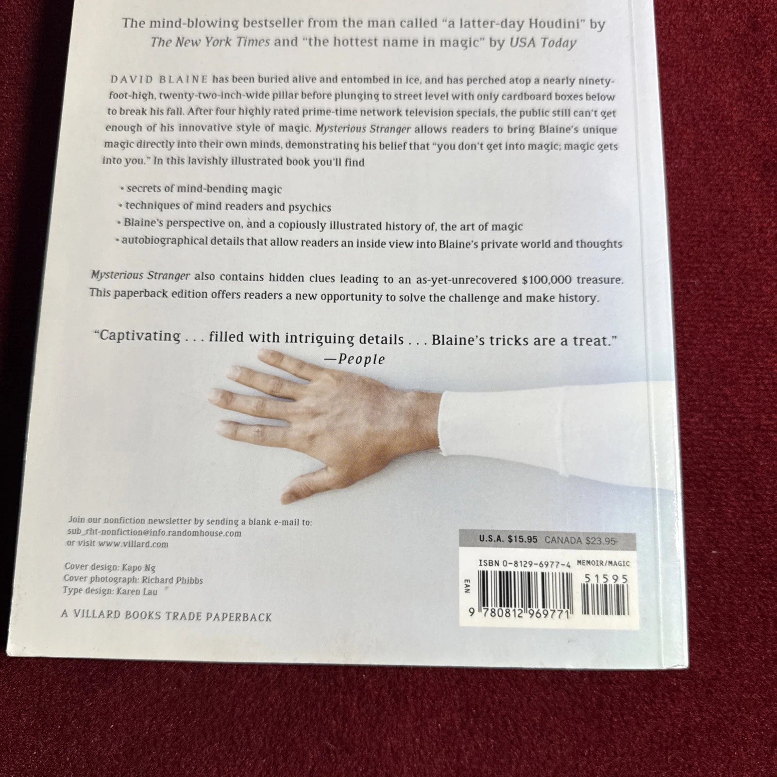 David Blaine Mysterious Stranger Magic Book 2002 PB 1st Edition ESTATE