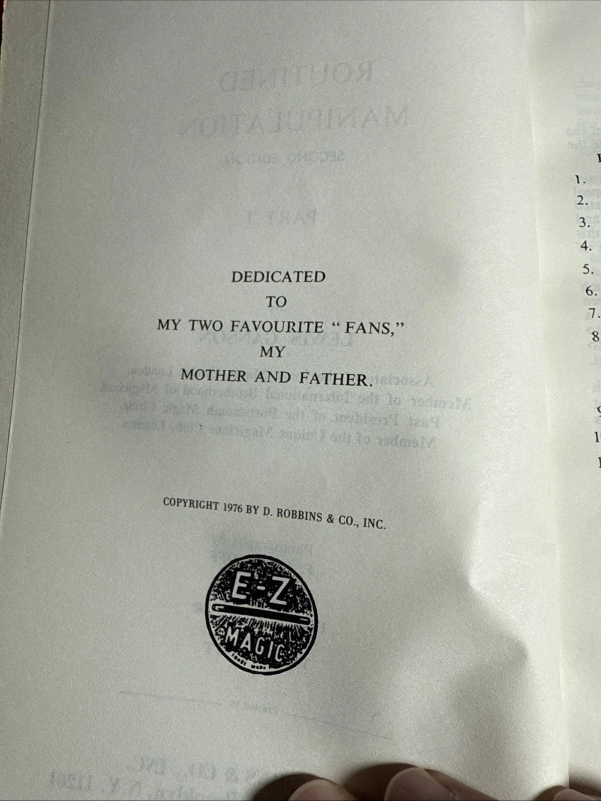 Routined Manipulation: Part 1&2 by Lewis Ganson - D Robbins 1976 ESTATE