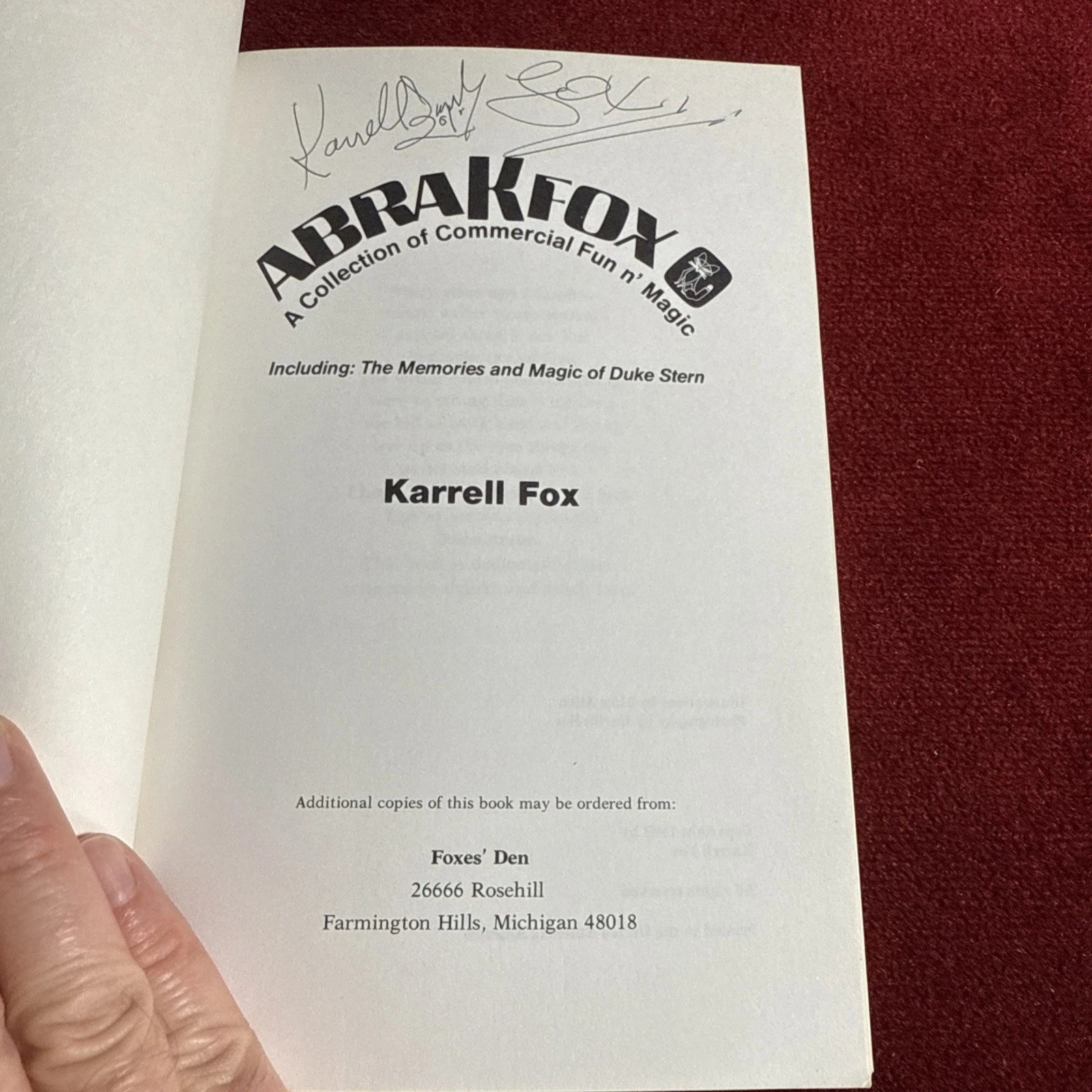 AbraKfox Commercial Fun & Magic Karrell Fox SIGNED 1983 1st Ed ESTATE