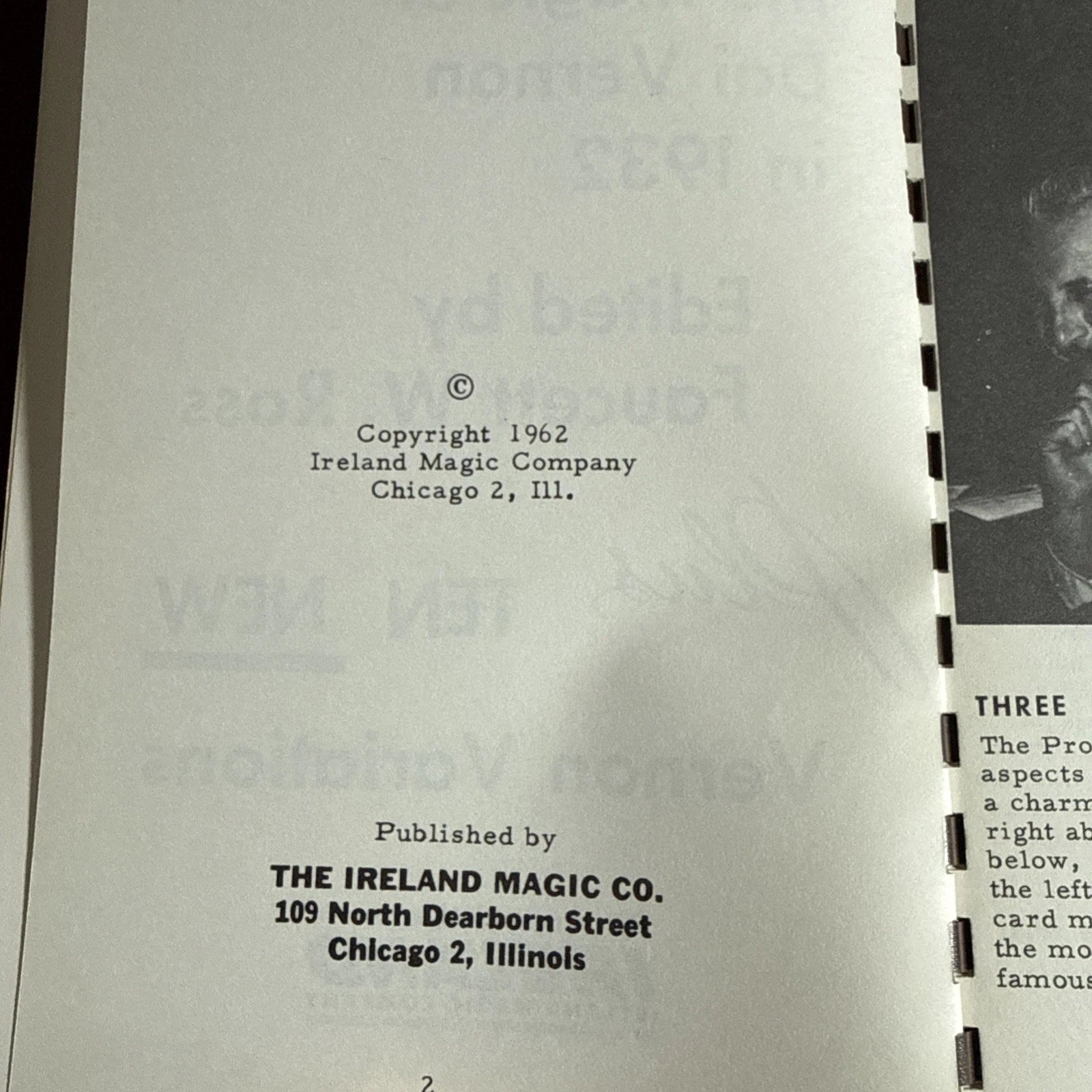 Early Vernon Magic Booklet - Ireland Magic Co - Faucett Ross 1962