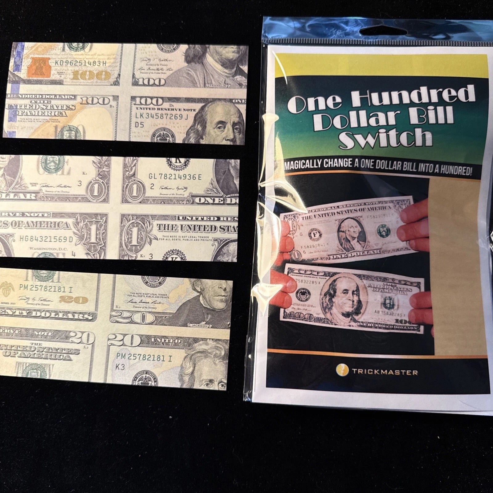 $100 Dollar Bill Switch - Magic Trick - Includes Mismade $1, $20 & $100