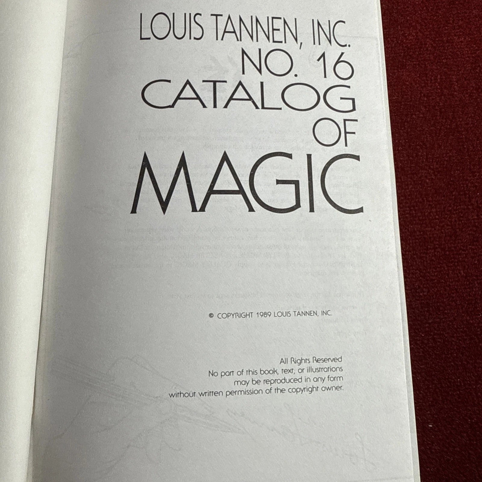 Louis Tannens Catalog Of Magic #16 1989 Magic Reference - Doug Henning