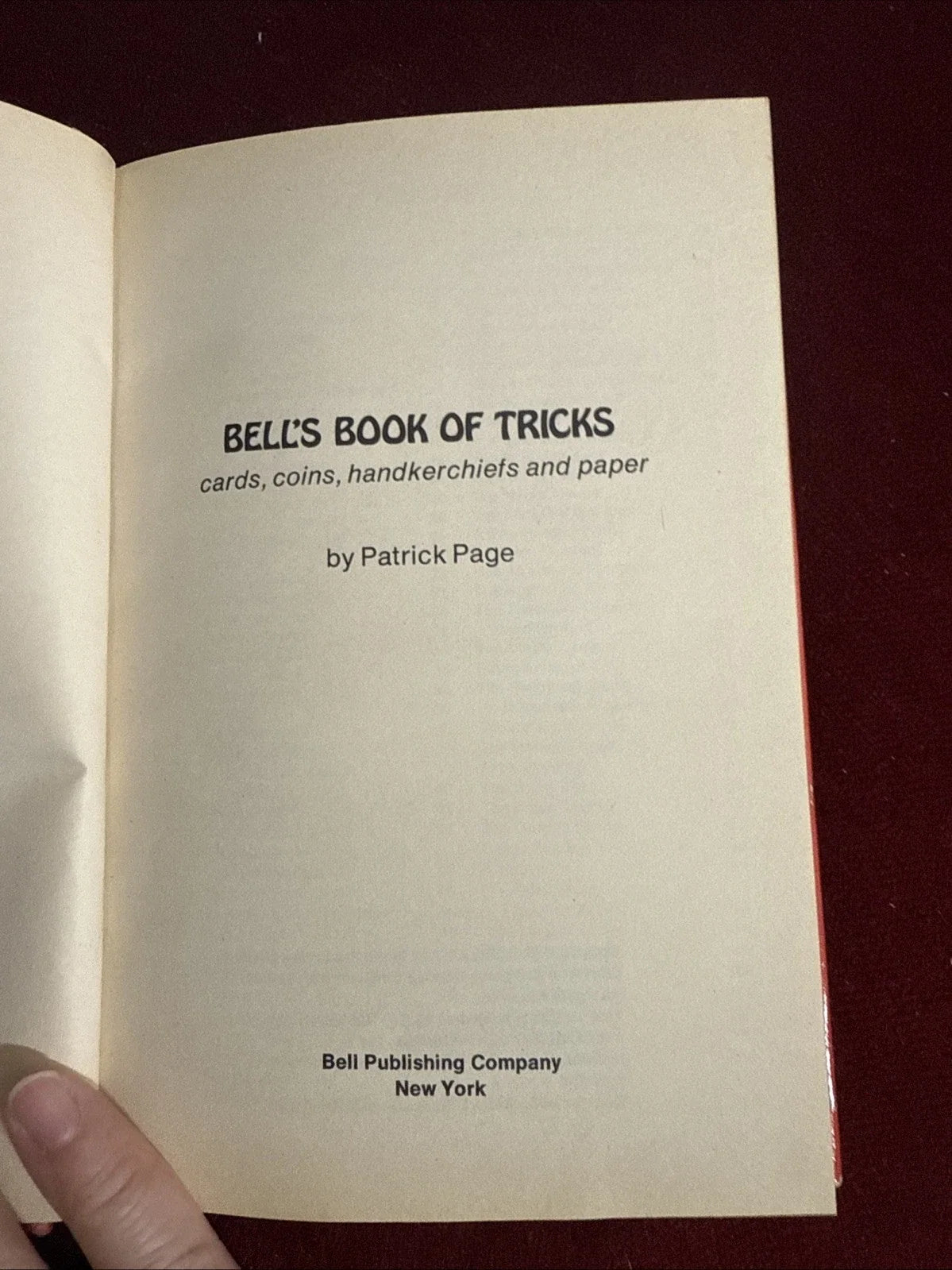 Bell’s Book Of Tricks Patrick Page VNTG HC Magic Book 1974 Close-up/Parlor