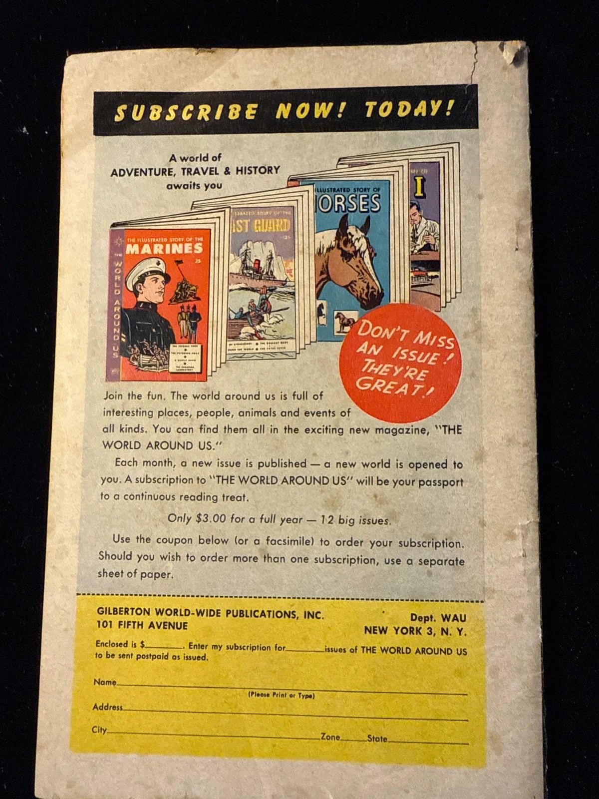 Sept.1960 The World Around Us Comics "The Illustrated Story of Magic" ESTATE
