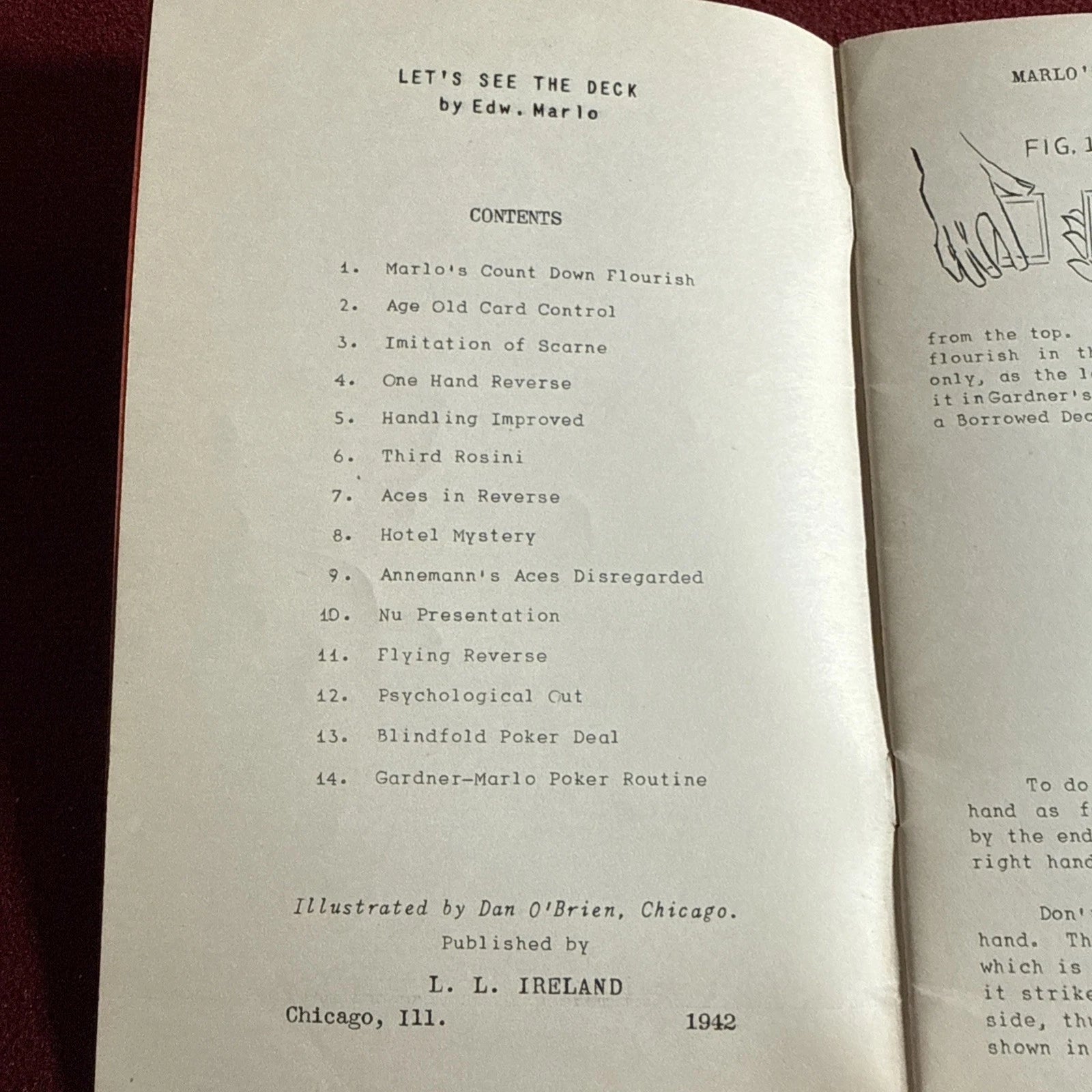 Let’s See The Deck - Ed Marlo - Card Magic Book VNTG 1942 1st Edition - Ireland - ESTATE