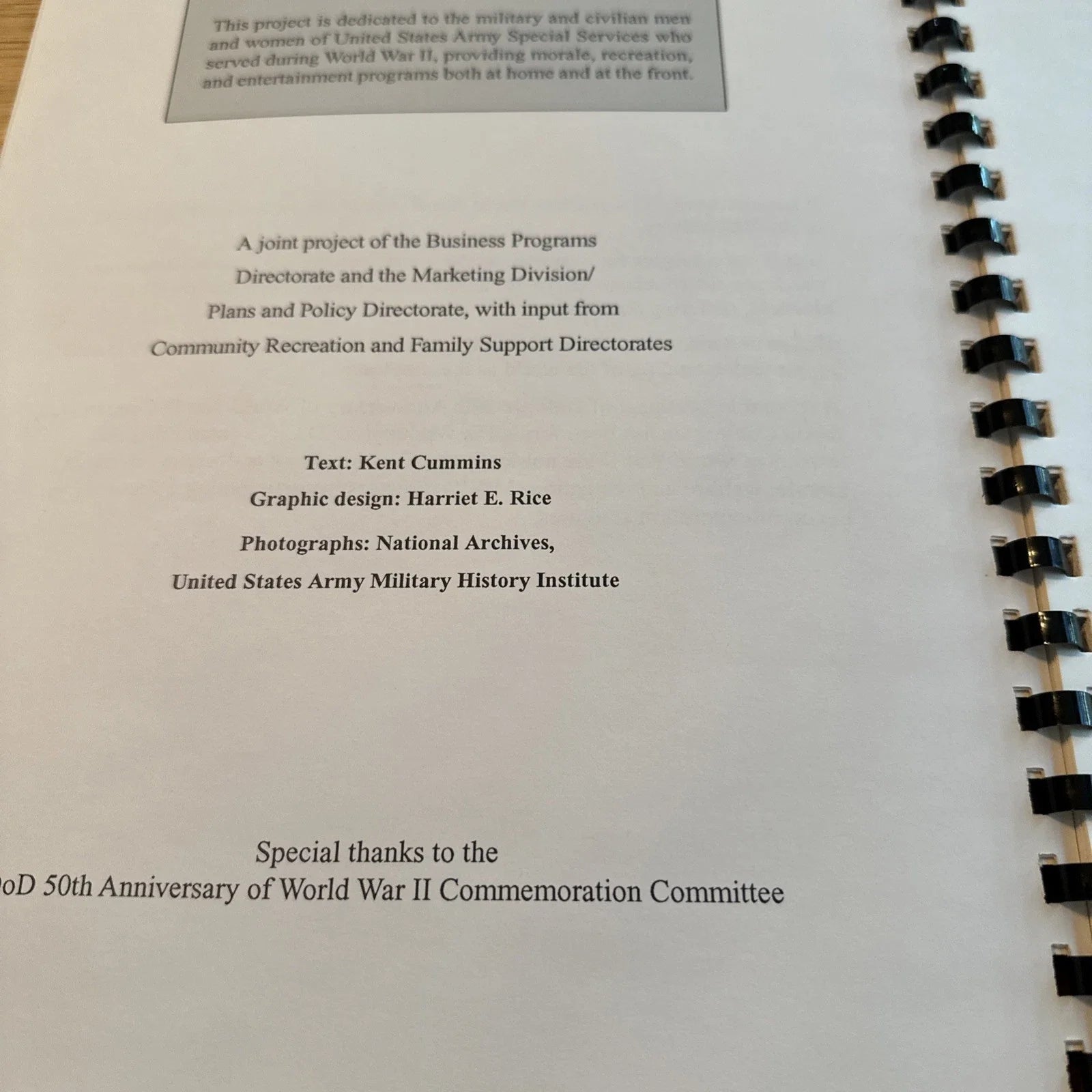 50th Anniv Of World War 2 MWR Idea Book Planning Resource RARE - Kent Cummins