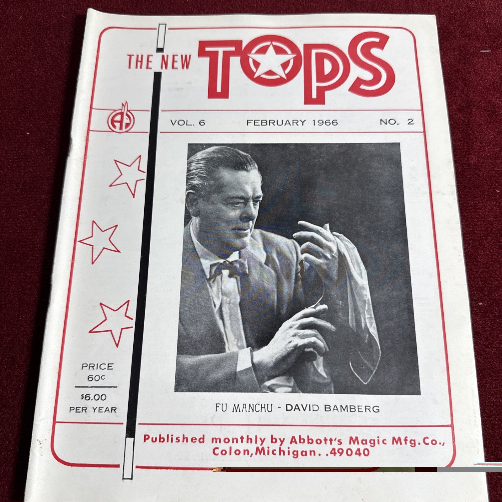 TOPS Magic Magazine VNTG Abbott’s February 1966 Vol 6 #2 Fu Manchu David Bamberg