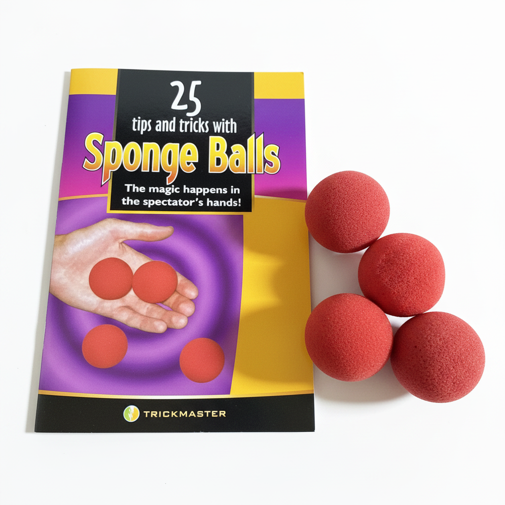 4 RED SPONGE BALLS + 25 TRICKS & TIPS BOOKLET