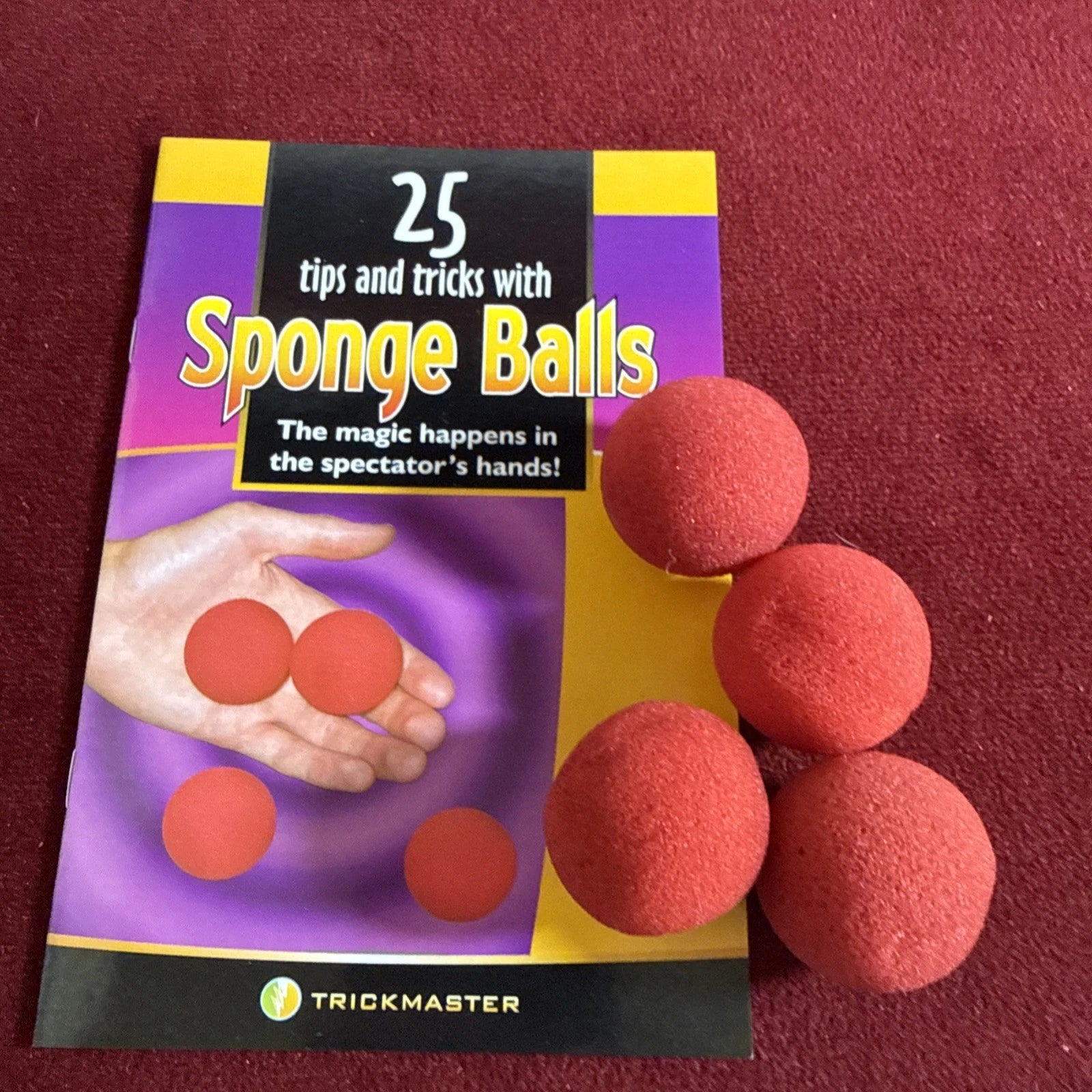 4 RED 1.5” SPONGE BALLS + 25 TRICKS & TIPS BOOKLET