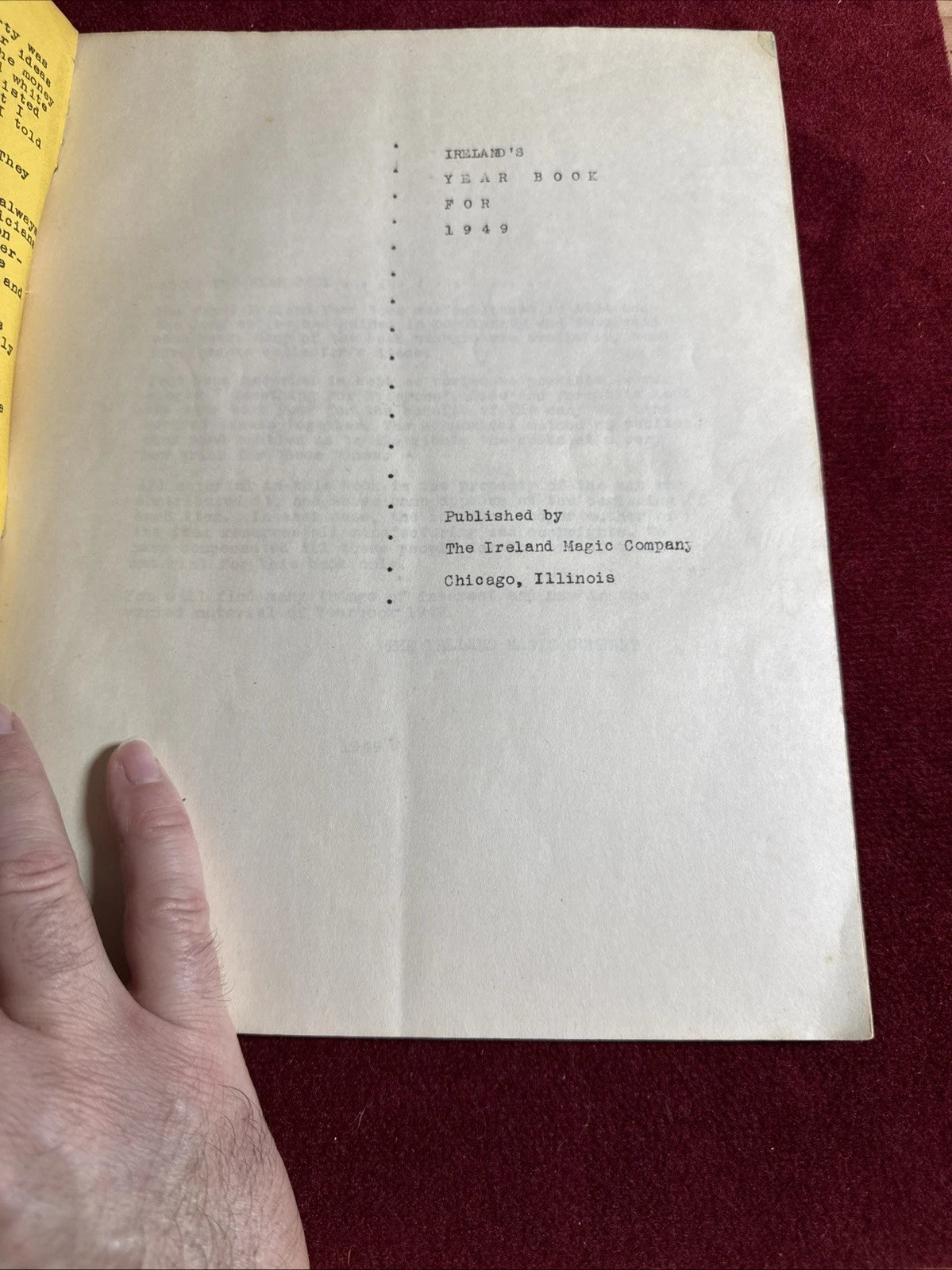Ireland’s Year Book 1949 Magic Annual Newsletter