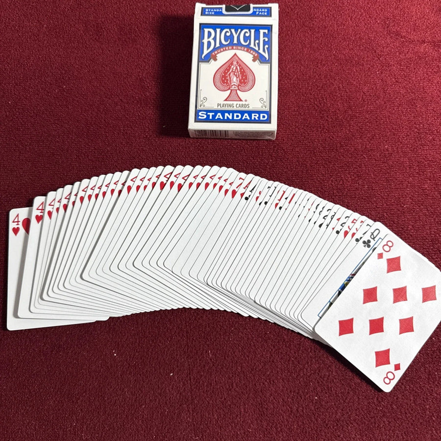 One Way Force Deck Blue Bicycle Cards 4 of hearts Card Magic Trick 50/50