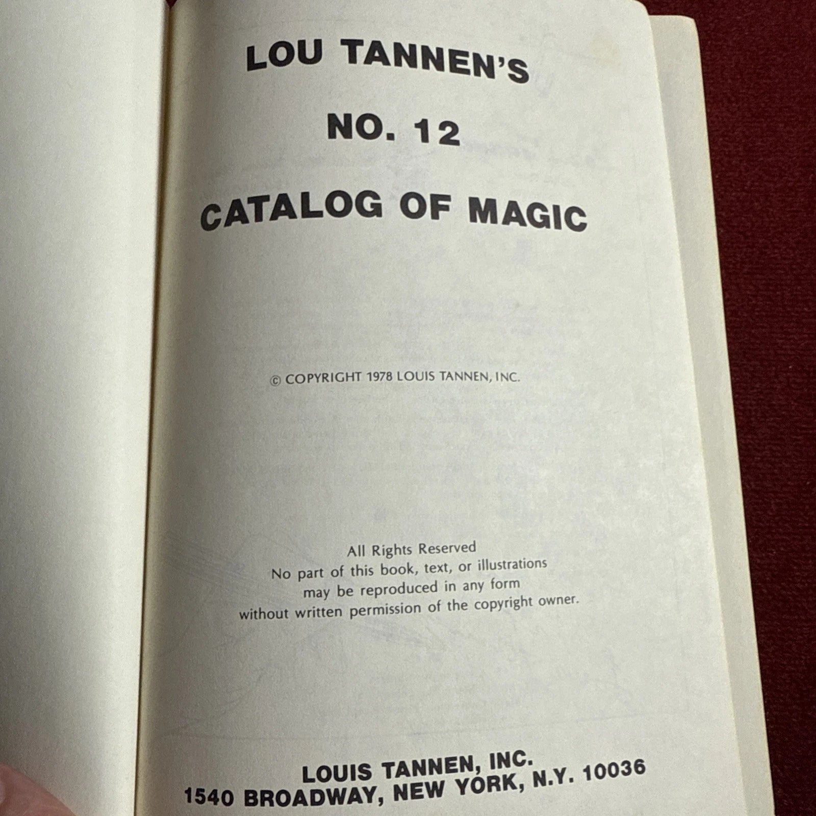 Louis Tannens Catalog Of Magic #12 1978 ESTATE