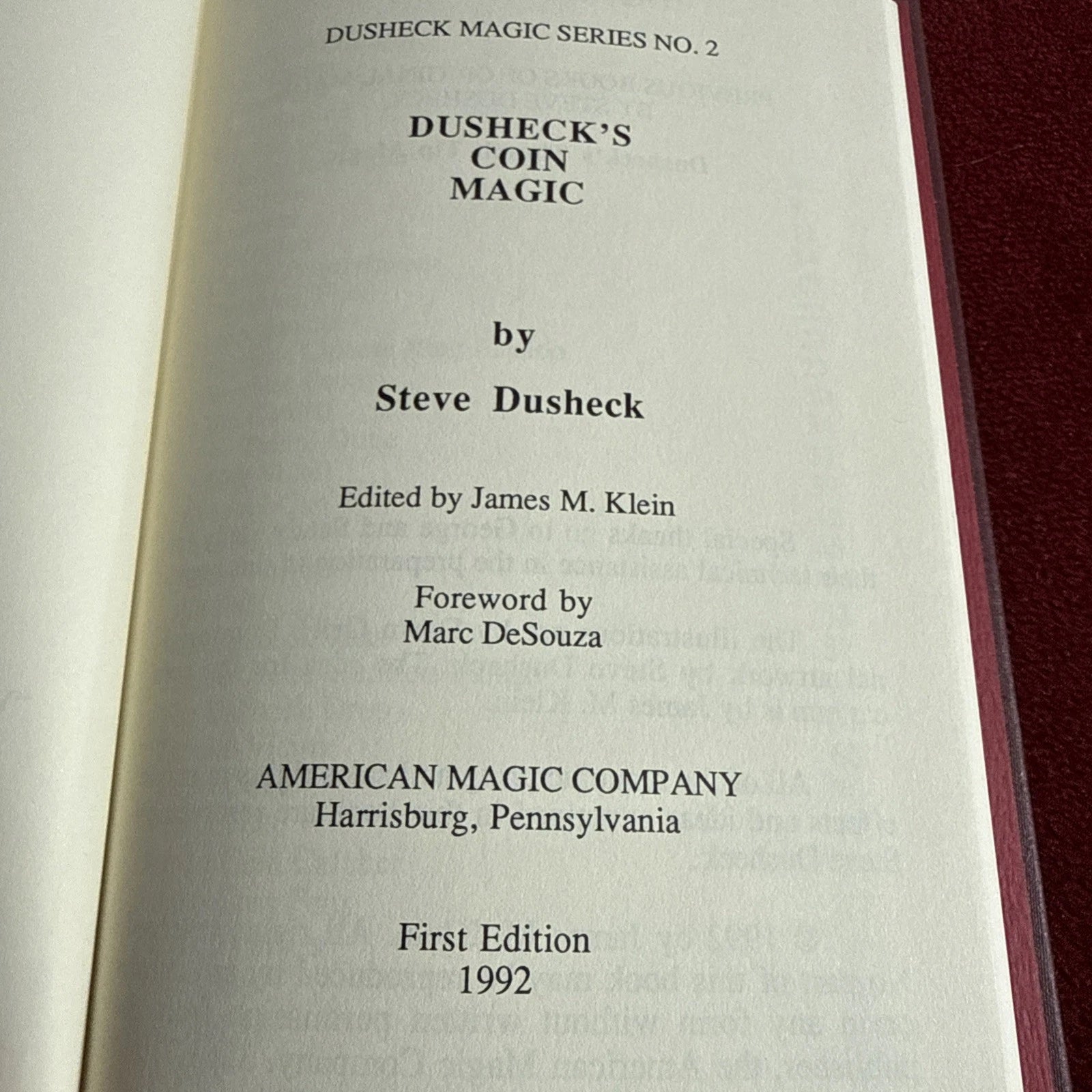 Dusheck’s Coin Magic - Magic Series # 2 - Steve Dusheck - 1st Edition HB ESTATE