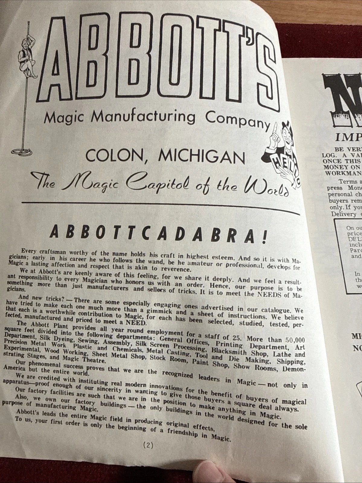 Abbott’s Magic Manufacturing Catalog Of Magic #22 ESTATE
