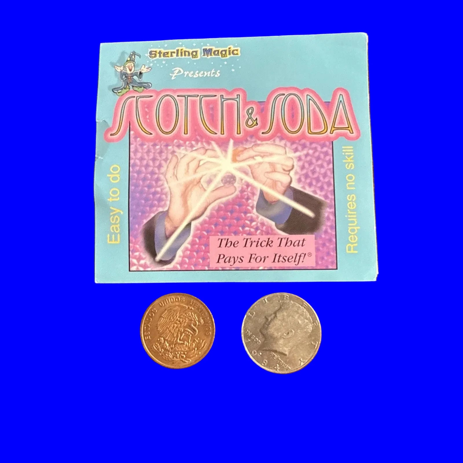 Scotch & Soda Coin Magic Trick - Sterling - HALF DOLLAR SIZE Locking