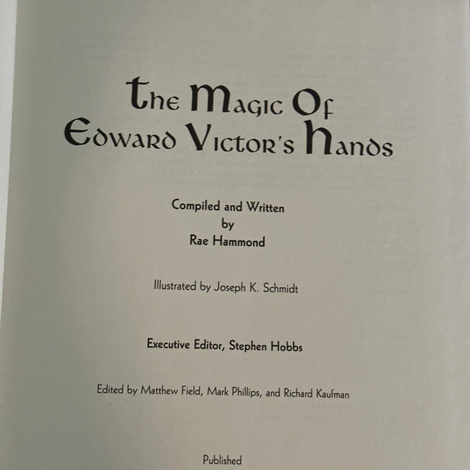 THE MAGIC OF EDWARD VICTORS HANDS by Rae Hammond 1st edition