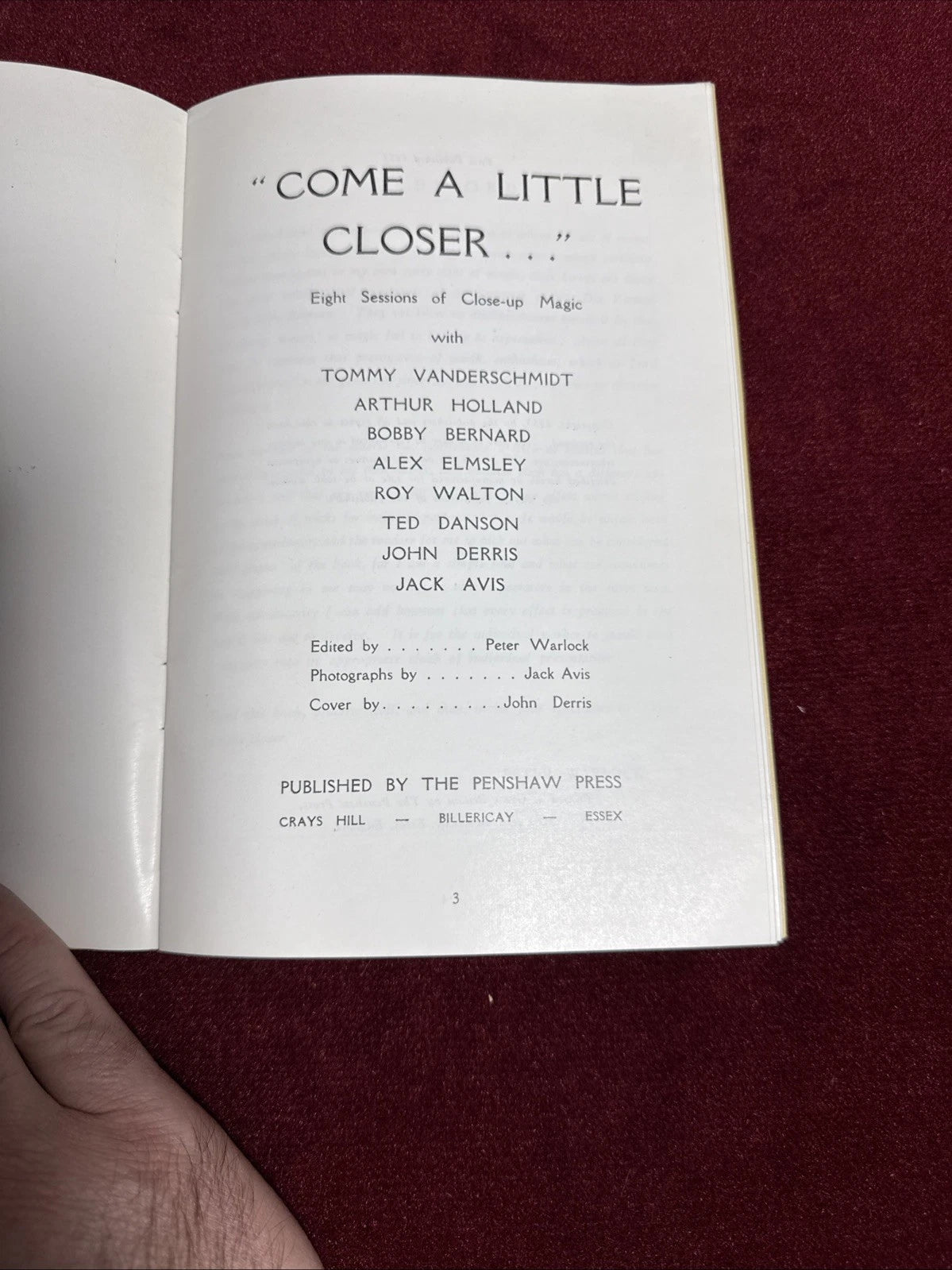 Come A Little Closer By Peter Warlock - 8 Sessions Close-up Magic 1953 ESTATE