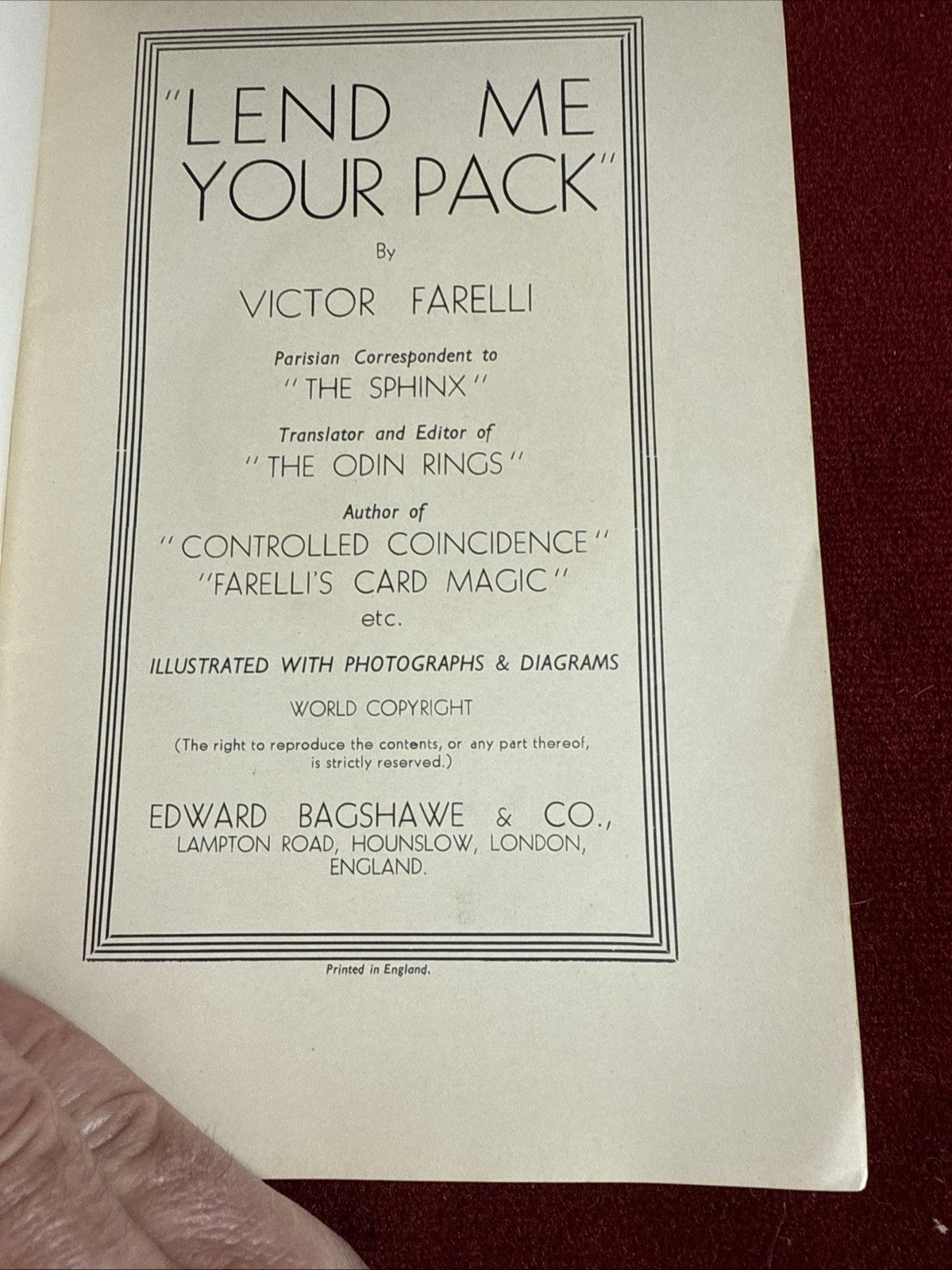 Lend Me Your Pack - Victor Farelli - 2nd Edition - Novel Experiments With Cards - ESTATE