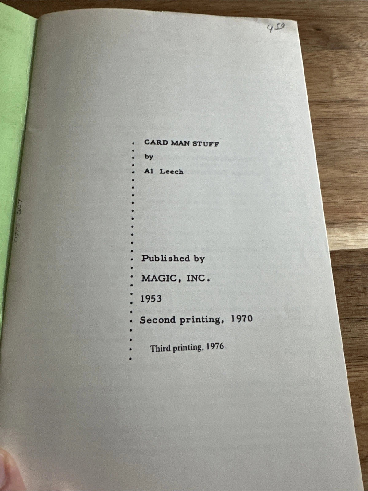 Card Man Stuff by Al Leech Magic Inc 3rd Printing 1976 ESTATE