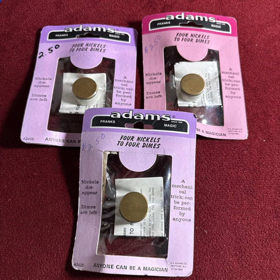 Adams A5420 Four Nickels To Four Dimes VNTG NOS Classic Magic Coin Trick