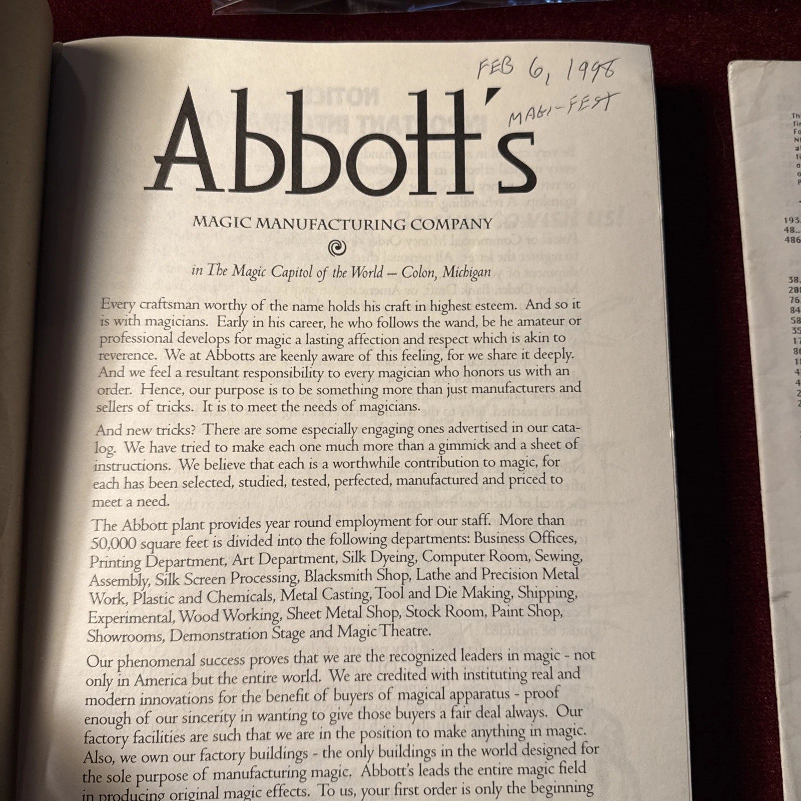 Abbott's Catalogue Catalog of Magic No. 25 With Price List Included ESTATE