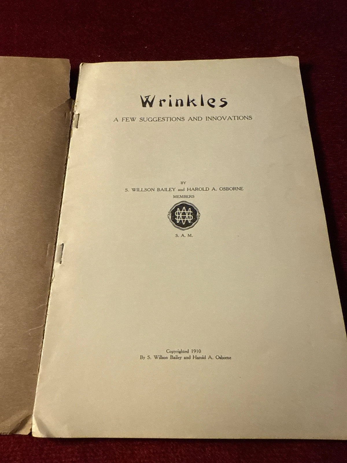 Wrinkles by Bailey & Osborne ANTIQUE 1910 Magic Book SAM ESTATE
