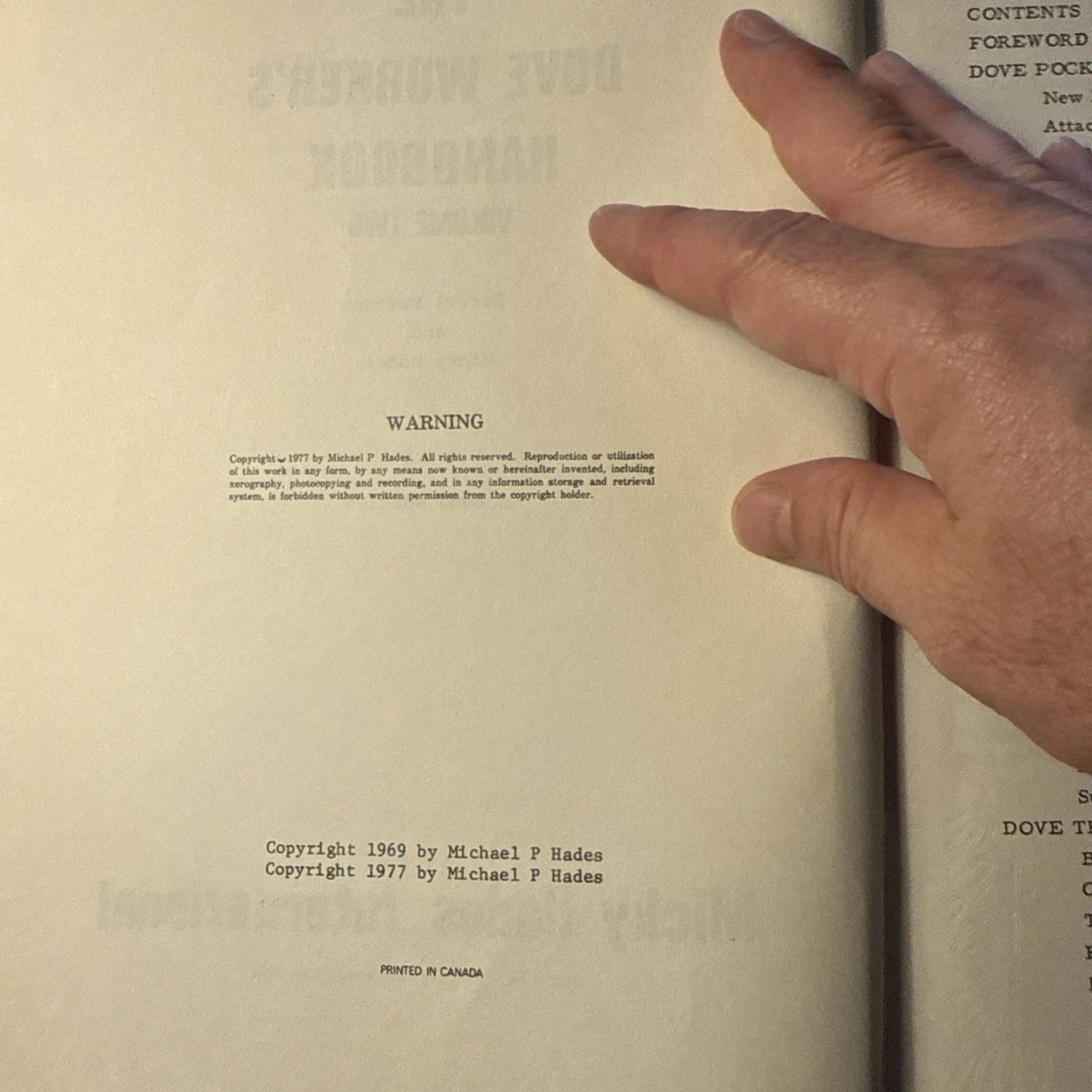 The Dove Workers Handbook Vol 2 by Hutton & Hades 2nd edition 1977 ESTATE