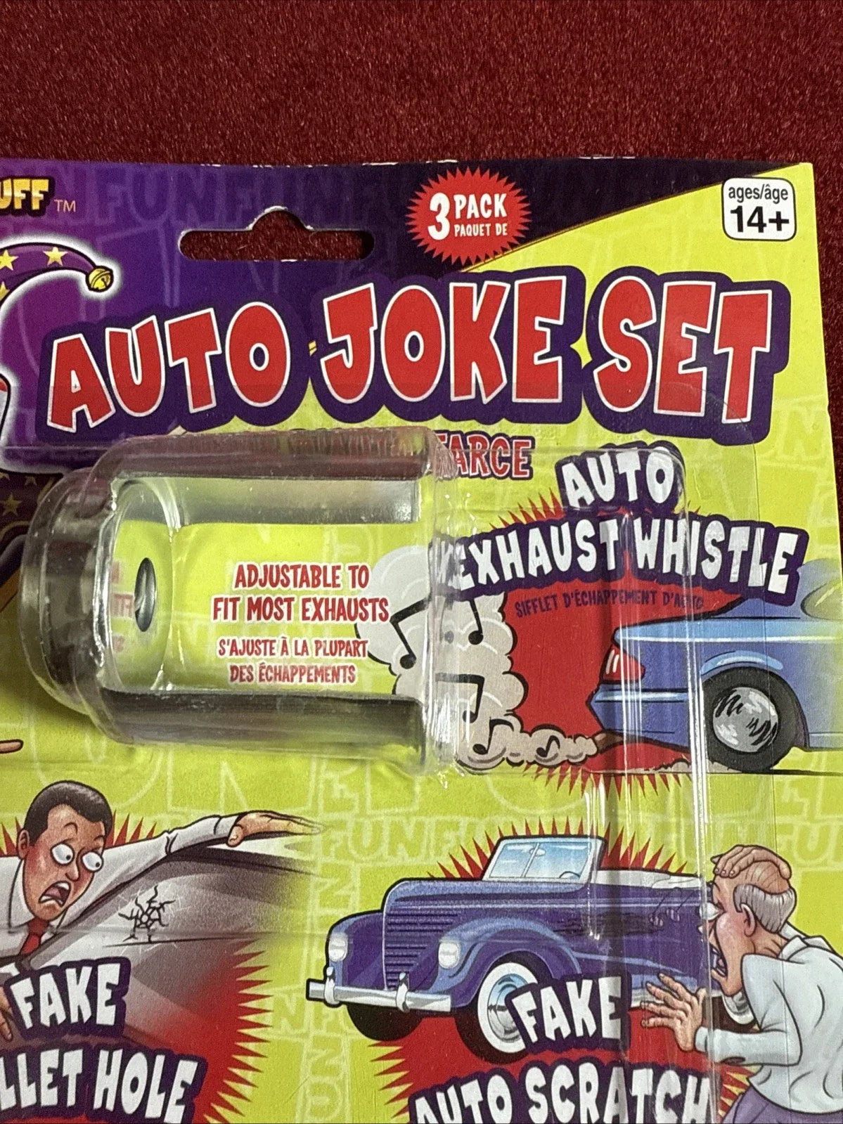 Auto Joke Set-Exhaust Whistle-Fake Scratches-Fake Bulletholes-gag-prank-funny