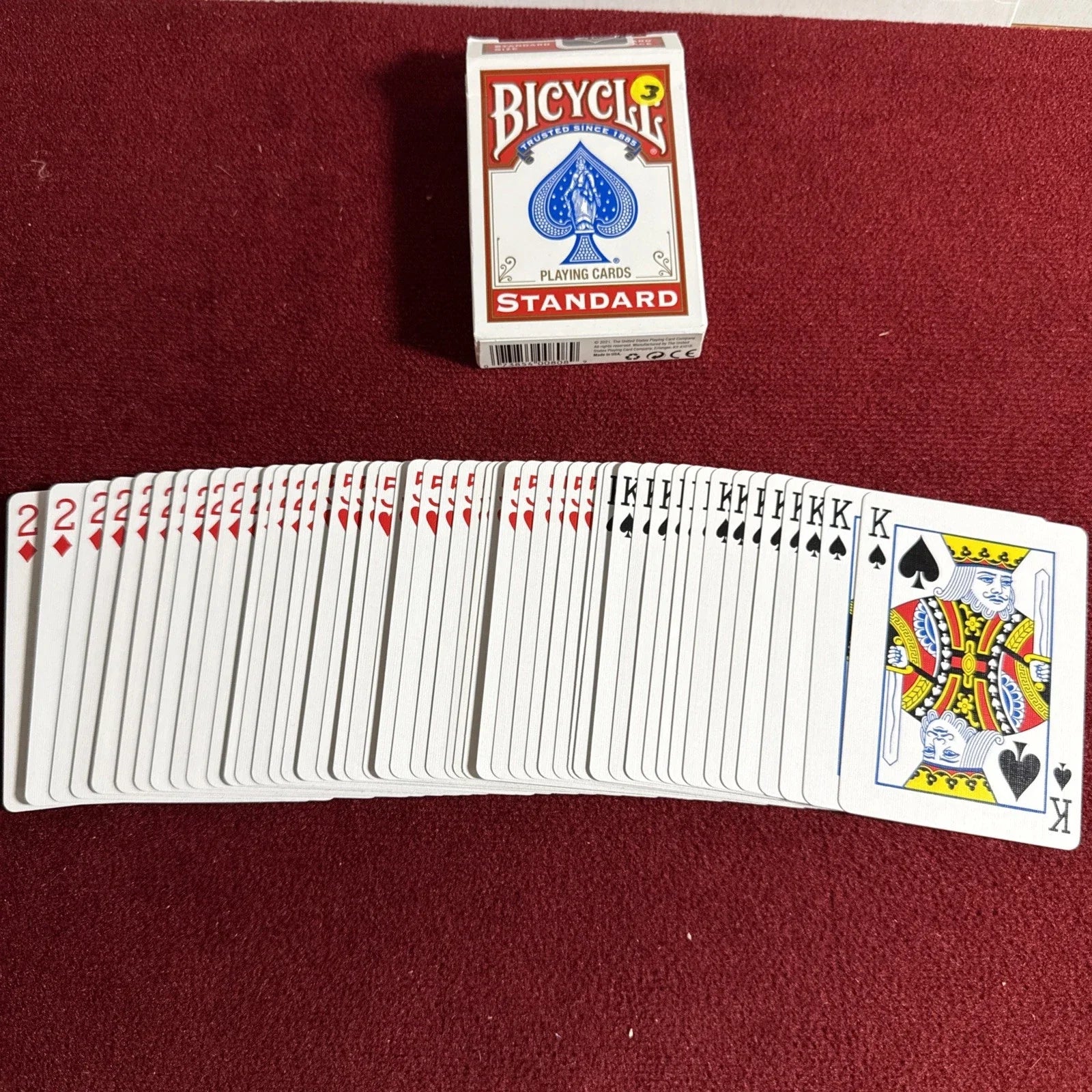 3 Way Force Deck Red Bicycle Cards 2D, 5H, KS Card Magic Trick