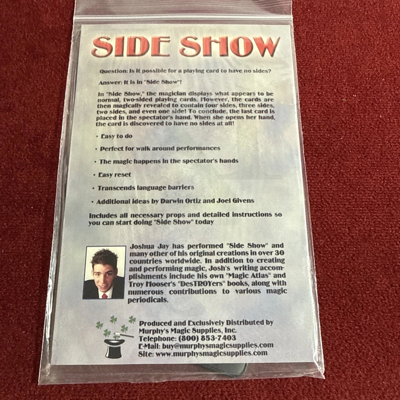 Side Show by Joshua Jay-Card Magic Trick-Murphy’s Magic-EDC-Walk Around Magic